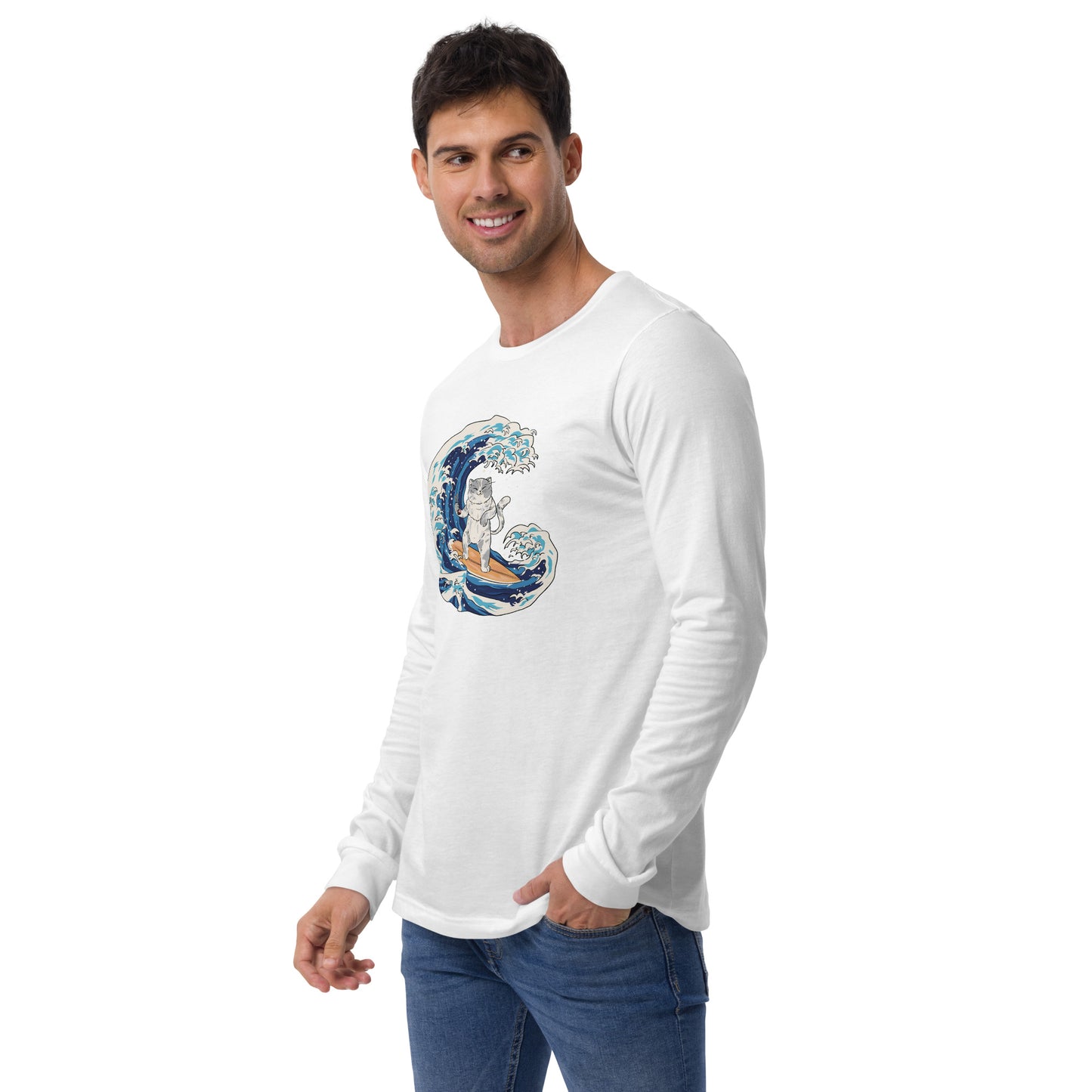 Surfing Cat Unisex Long Sleeve Shirt