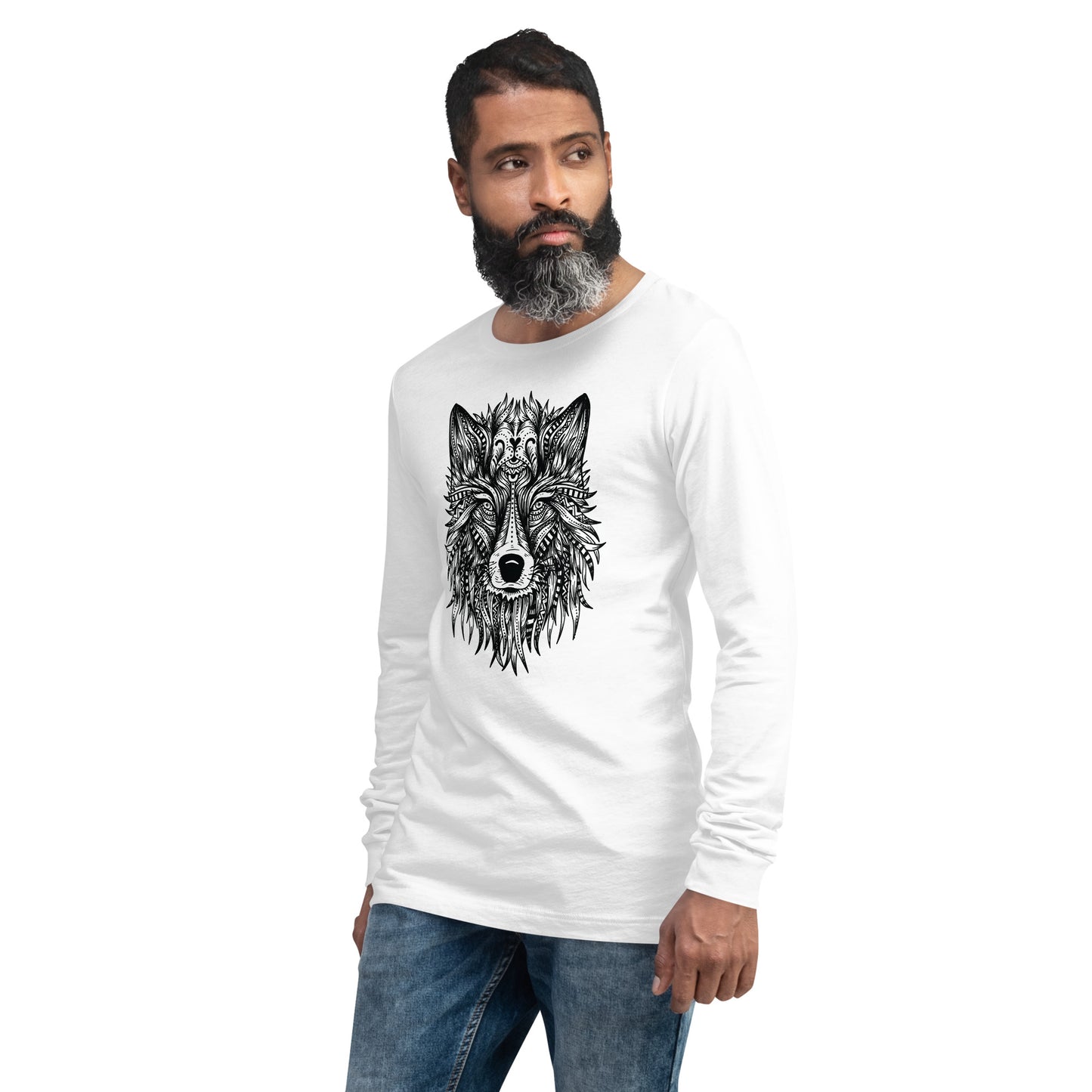 Wolf Mandala Unisex Long Sleeve Shirt