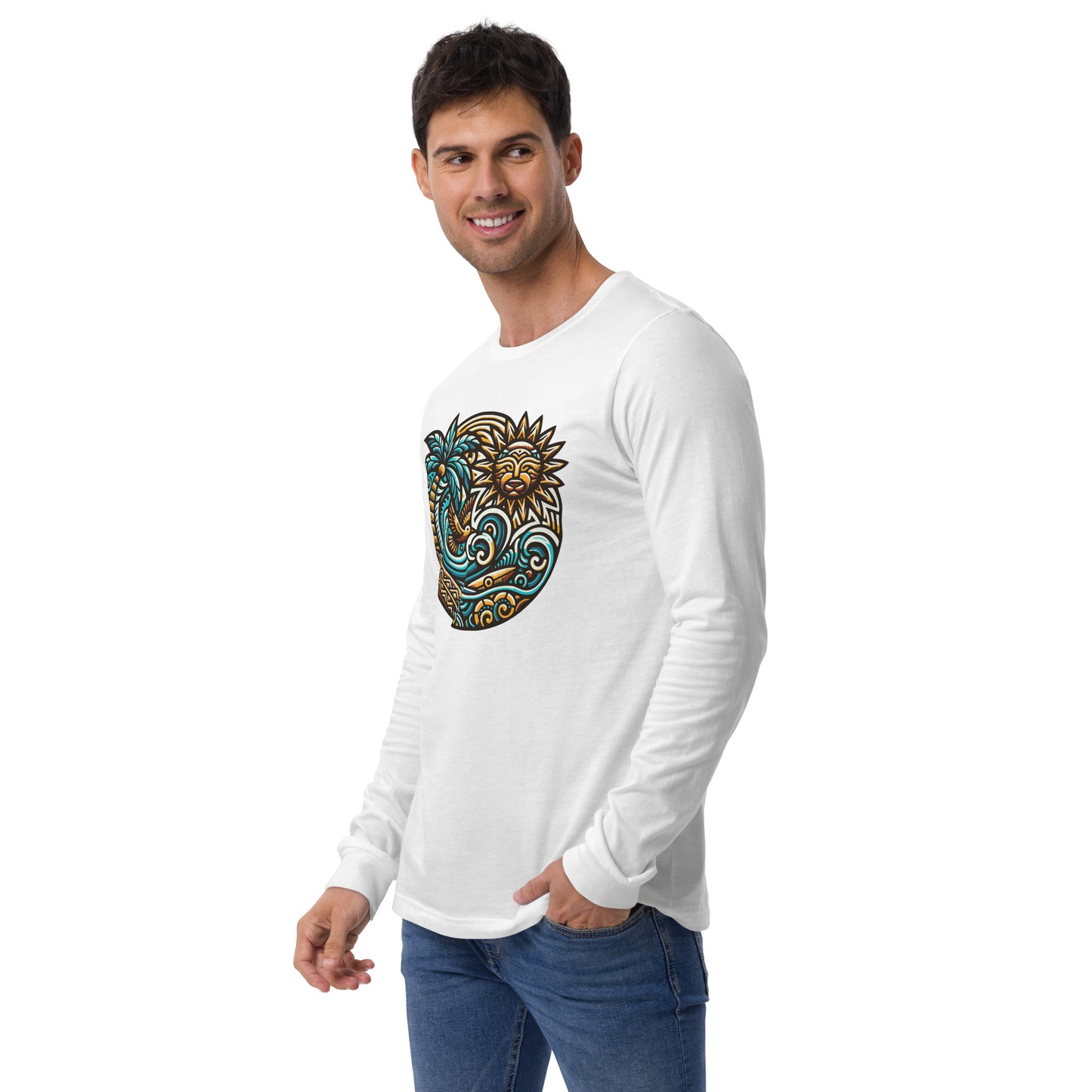 Tiki Beach Vibes Unisex Long Sleeve Shirt