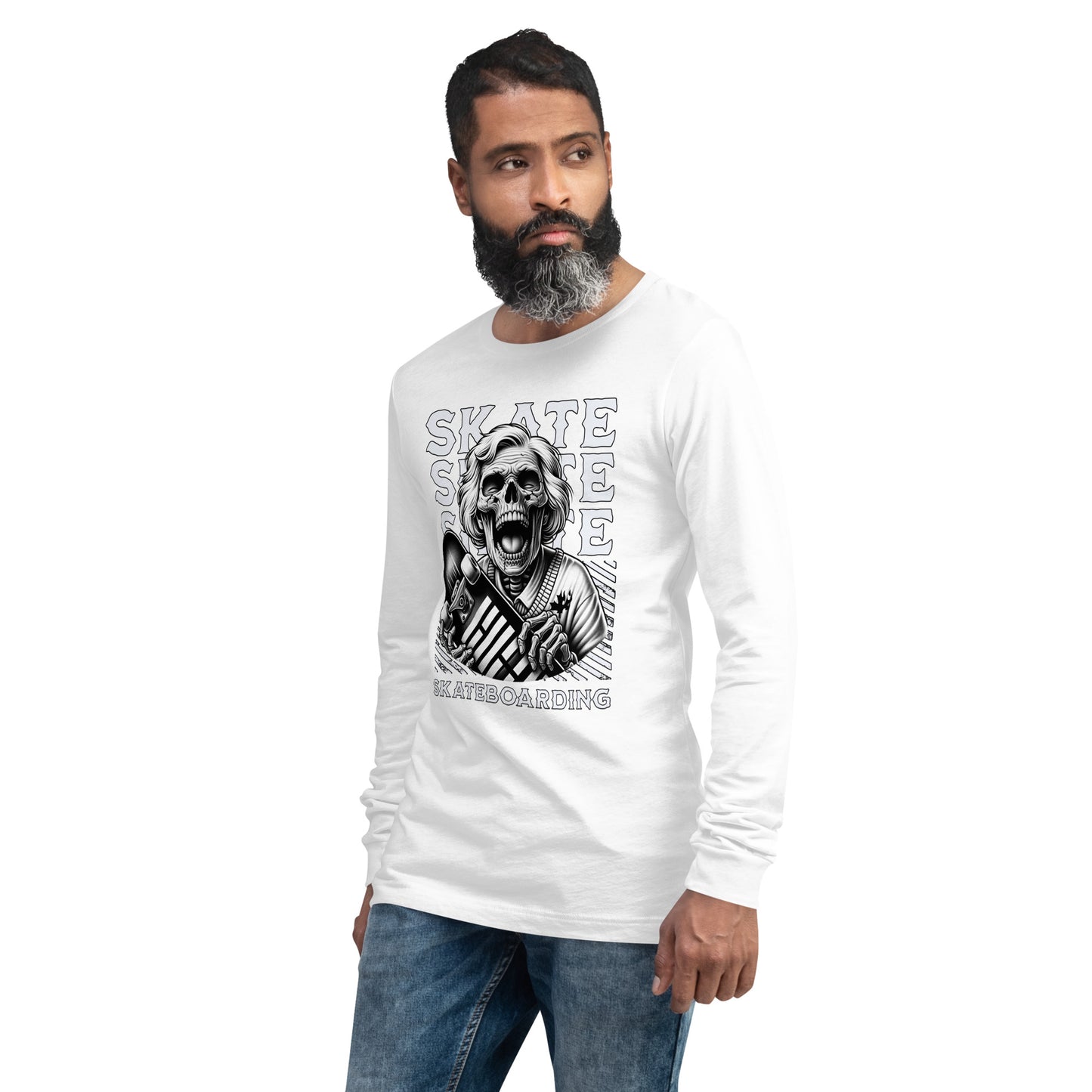 Screaming Skull Skateboarding Unisex Long Sleeve Shirt