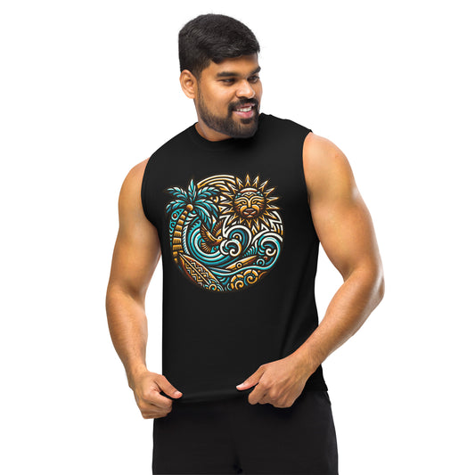 Tiki Beach Vibes Unisex Muscle Shirt
