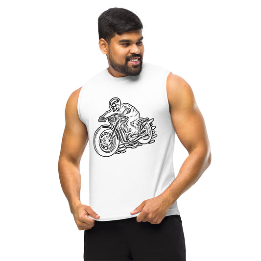 Skeleton Biker Unisex Muscle Shirt