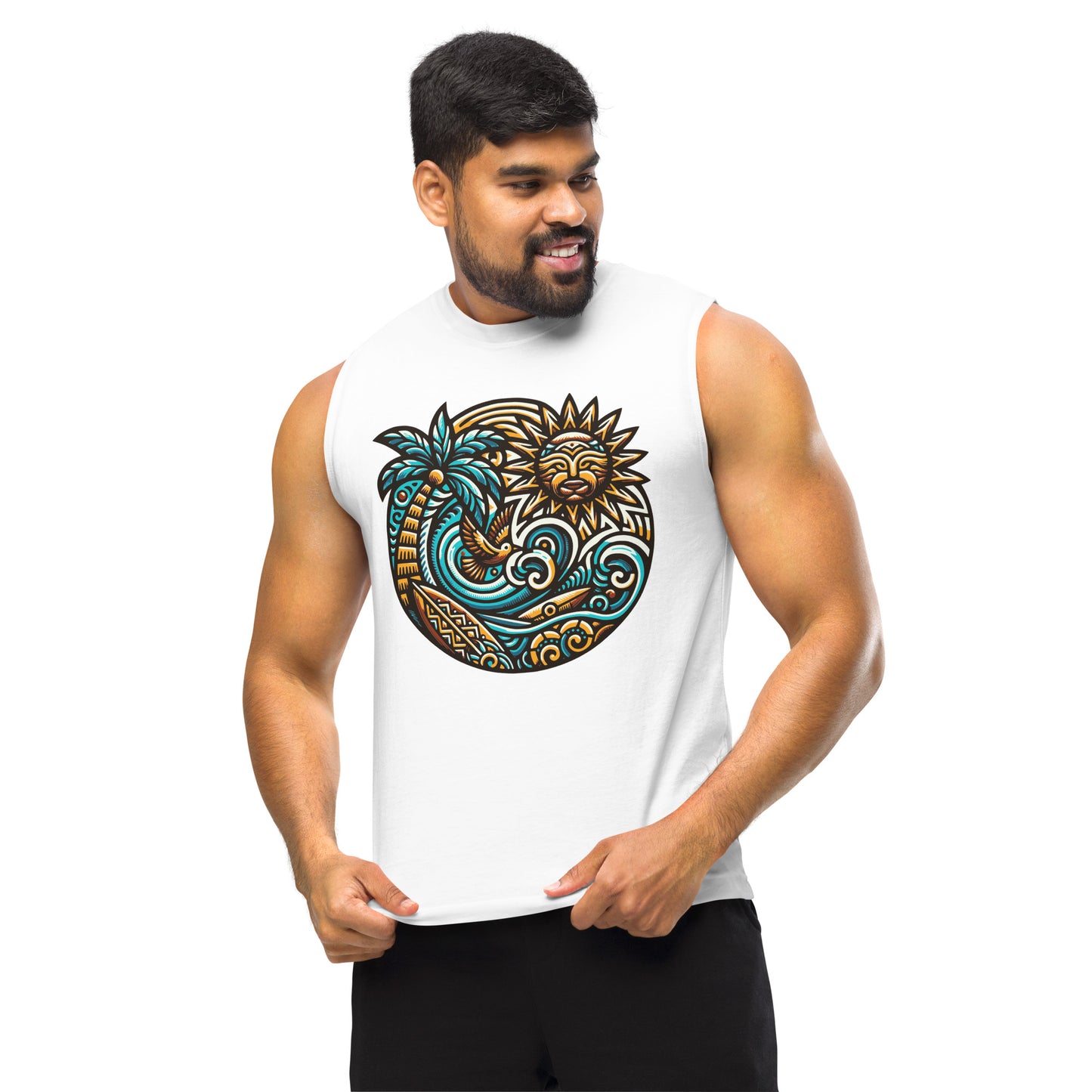 Tiki Beach Vibes Unisex Muscle Shirt