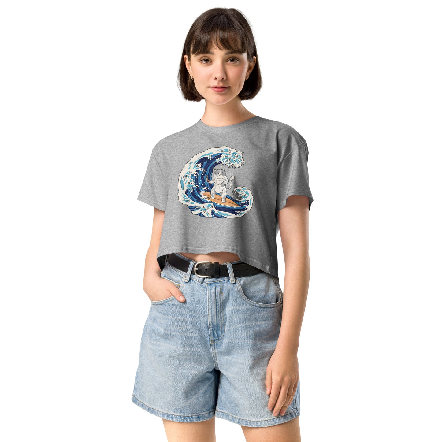 Surfing Cat Women’s Crop Top