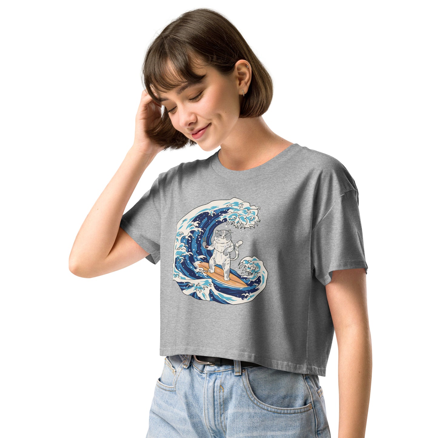 Surfing Cat Women’s Crop Top