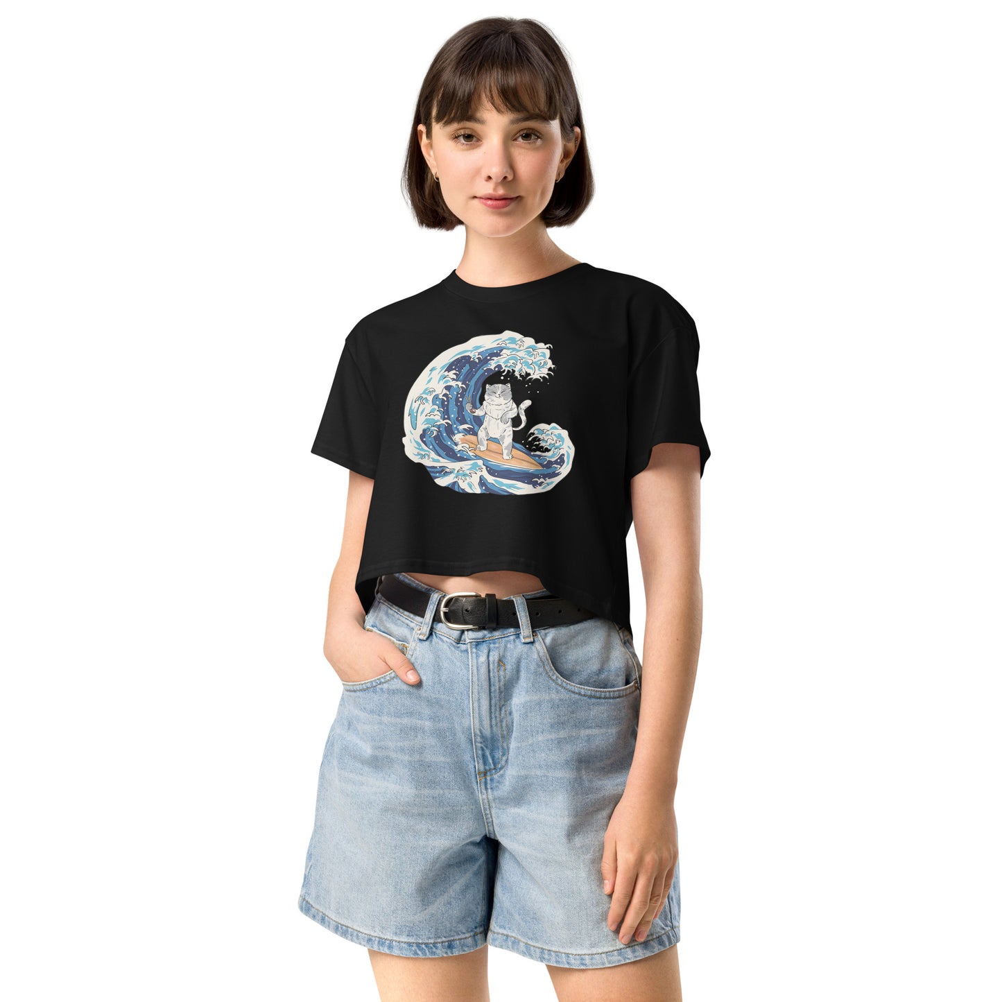 Surfing Cat Women’s Crop Top