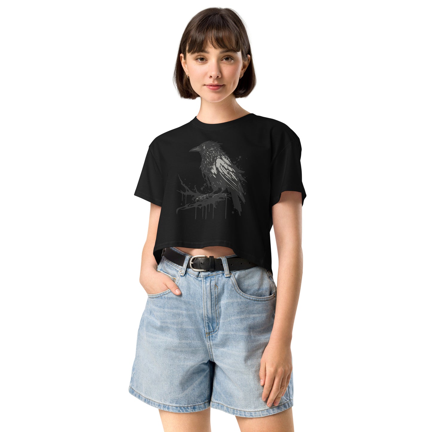 Raven Paint Splatter Women’s Crop Top