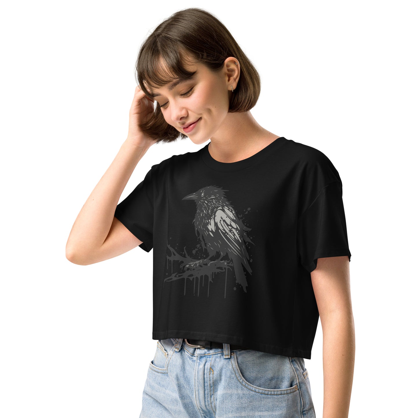 Raven Paint Splatter Women’s Crop Top