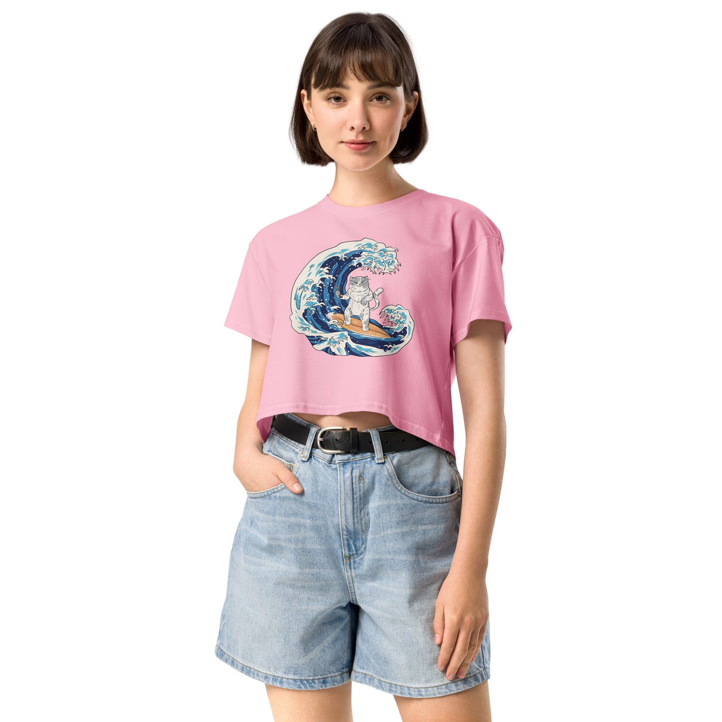 Surfing Cat Women’s Crop Top