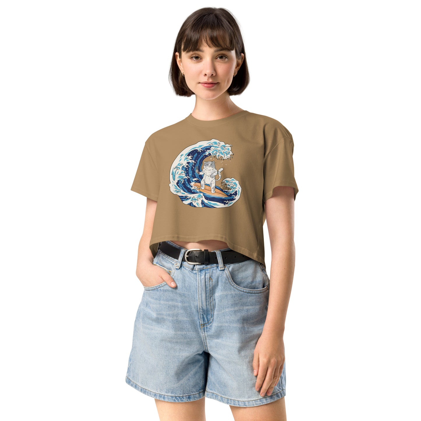 Surfing Cat Women’s Crop Top