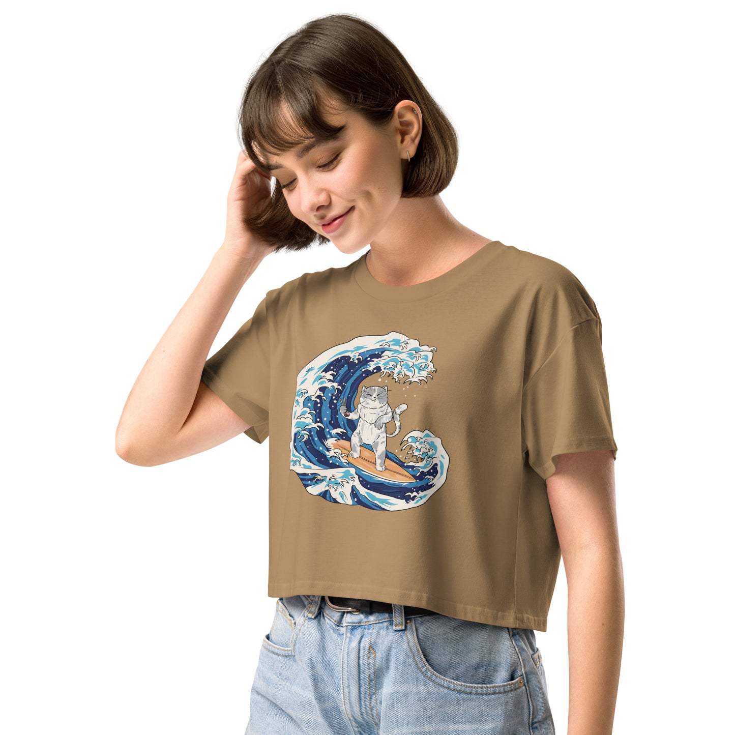 Surfing Cat Women’s Crop Top