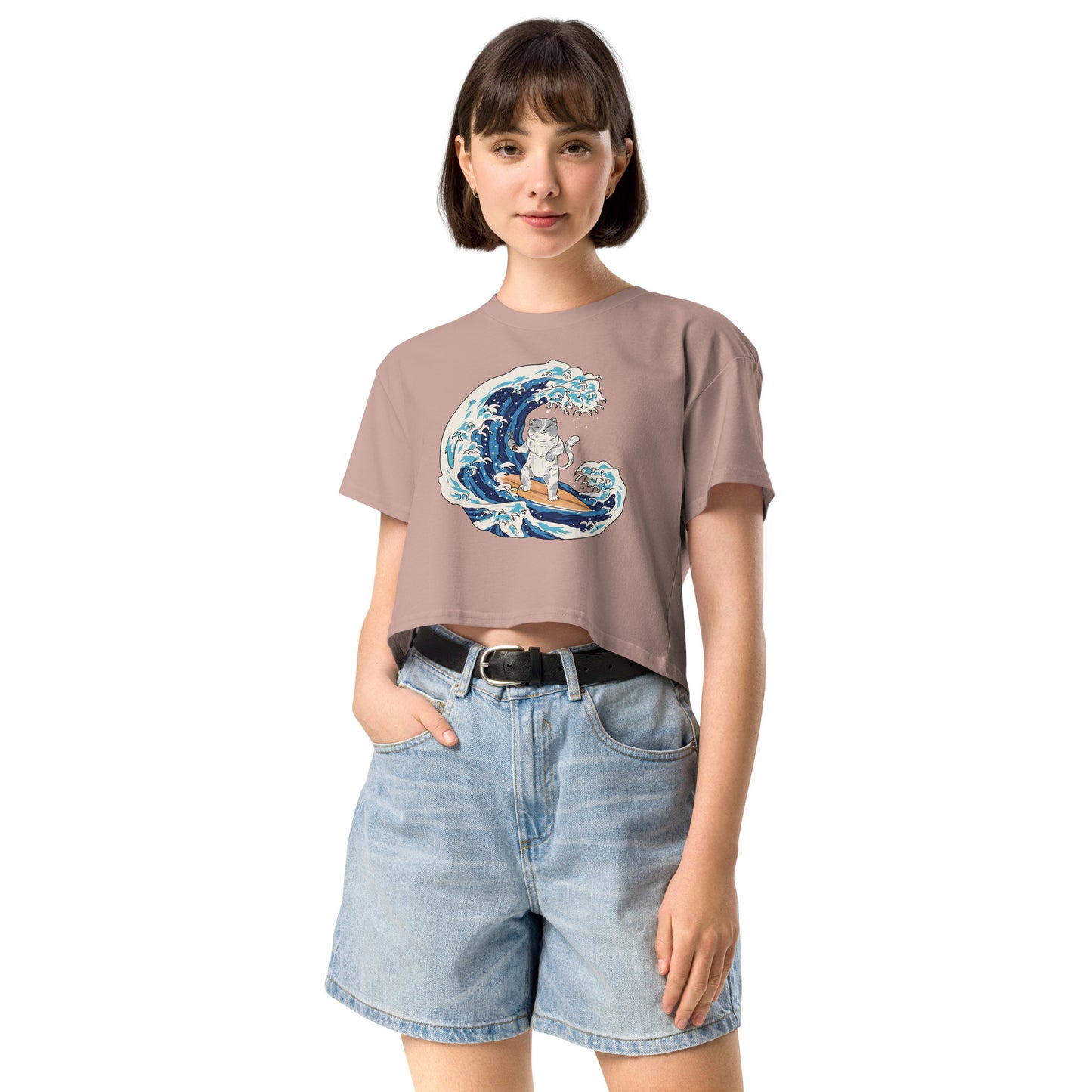 Surfing Cat Women’s Crop Top