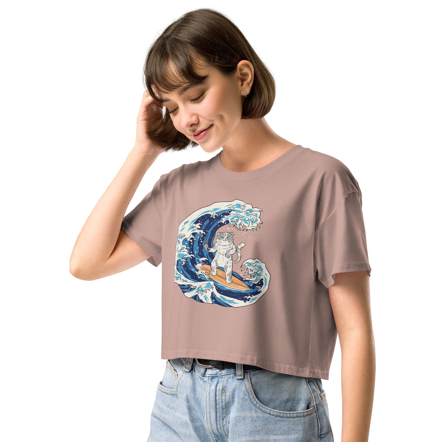 Surfing Cat Women’s Crop Top