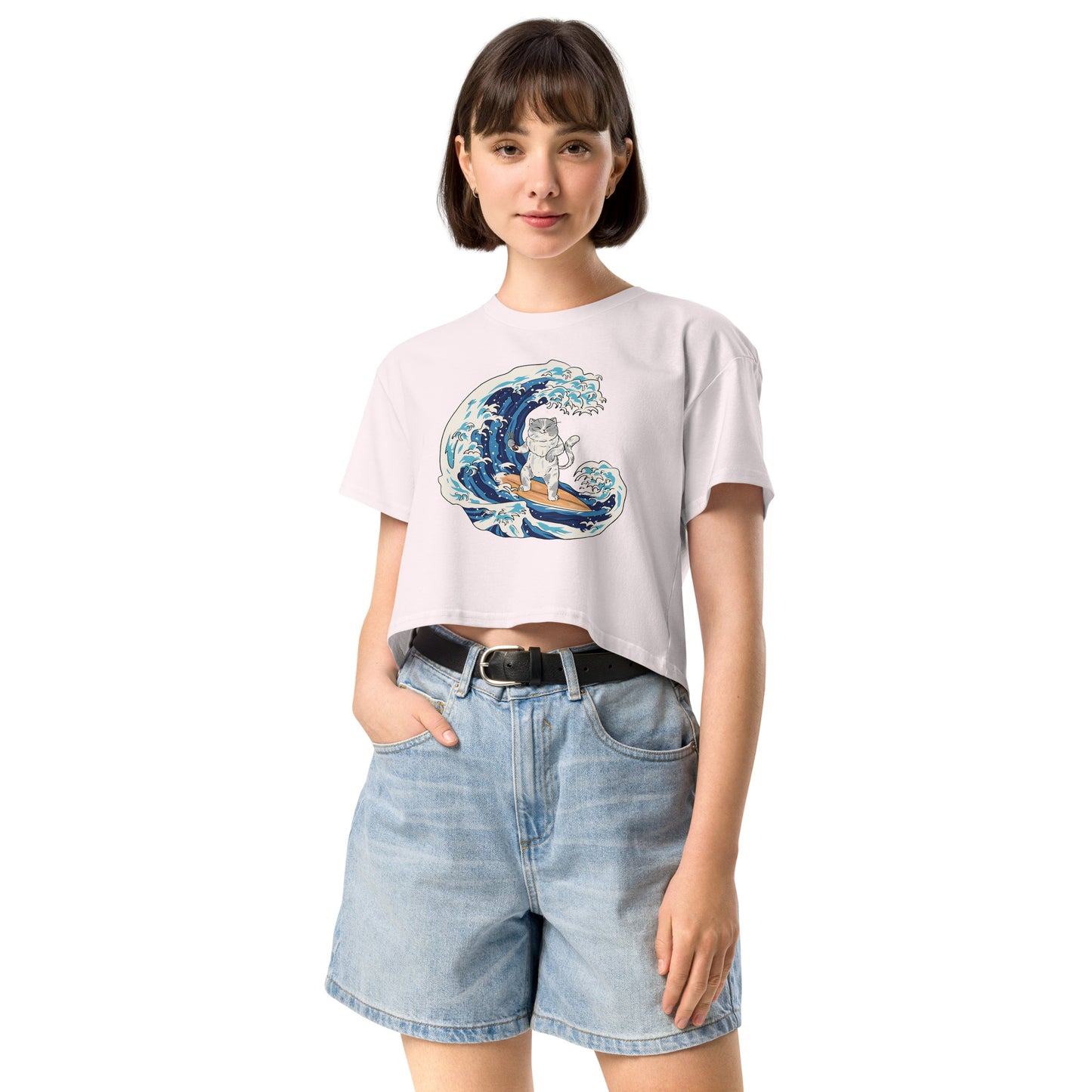 Surfing Cat Women’s Crop Top