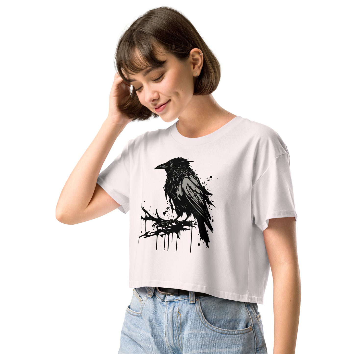 Raven Paint Splatter Women’s Crop Top