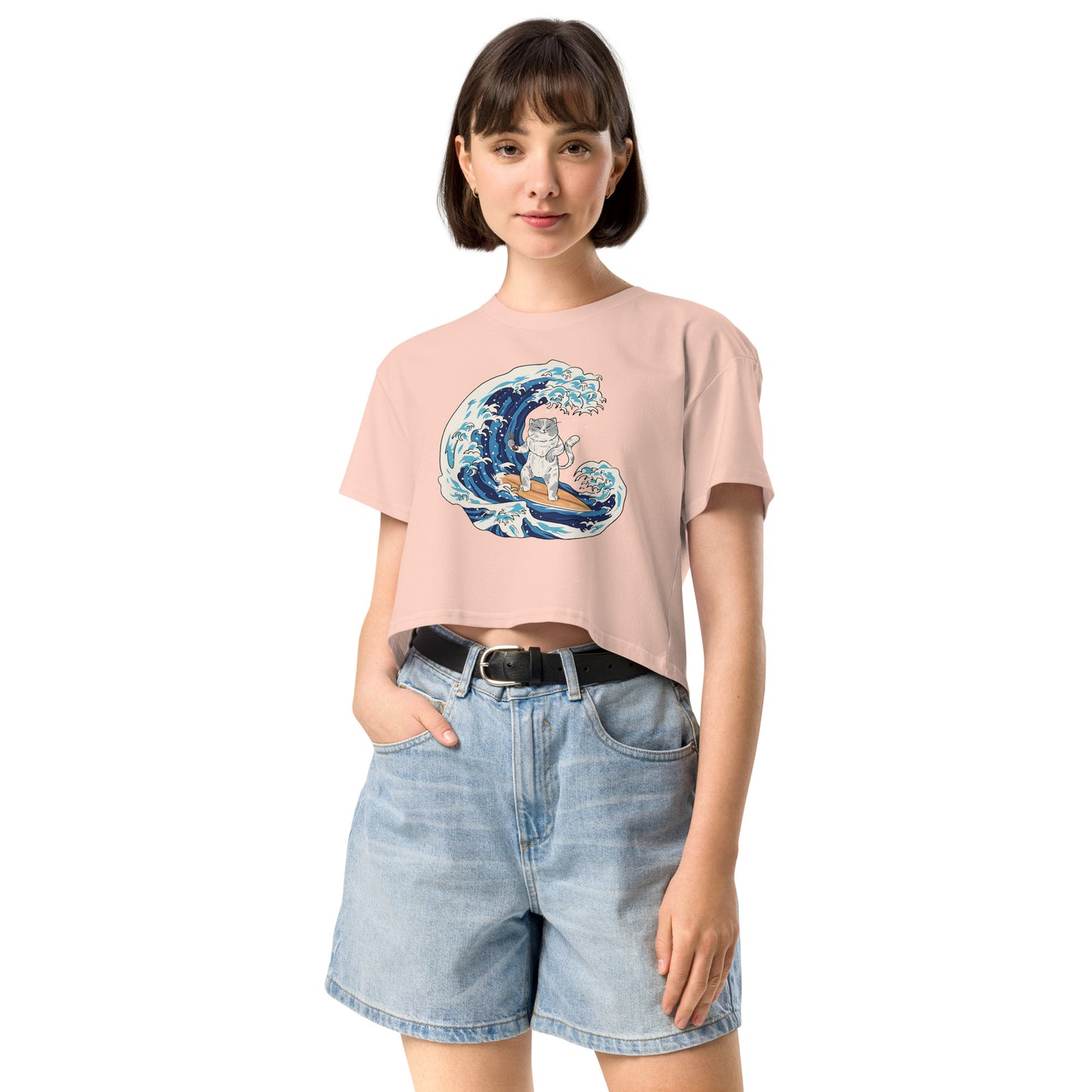 Surfing Cat Women’s Crop Top