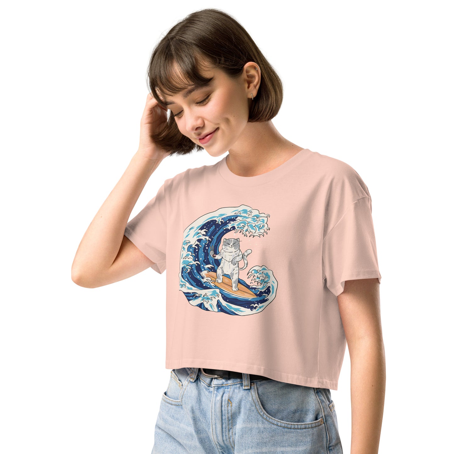 Surfing Cat Women’s Crop Top