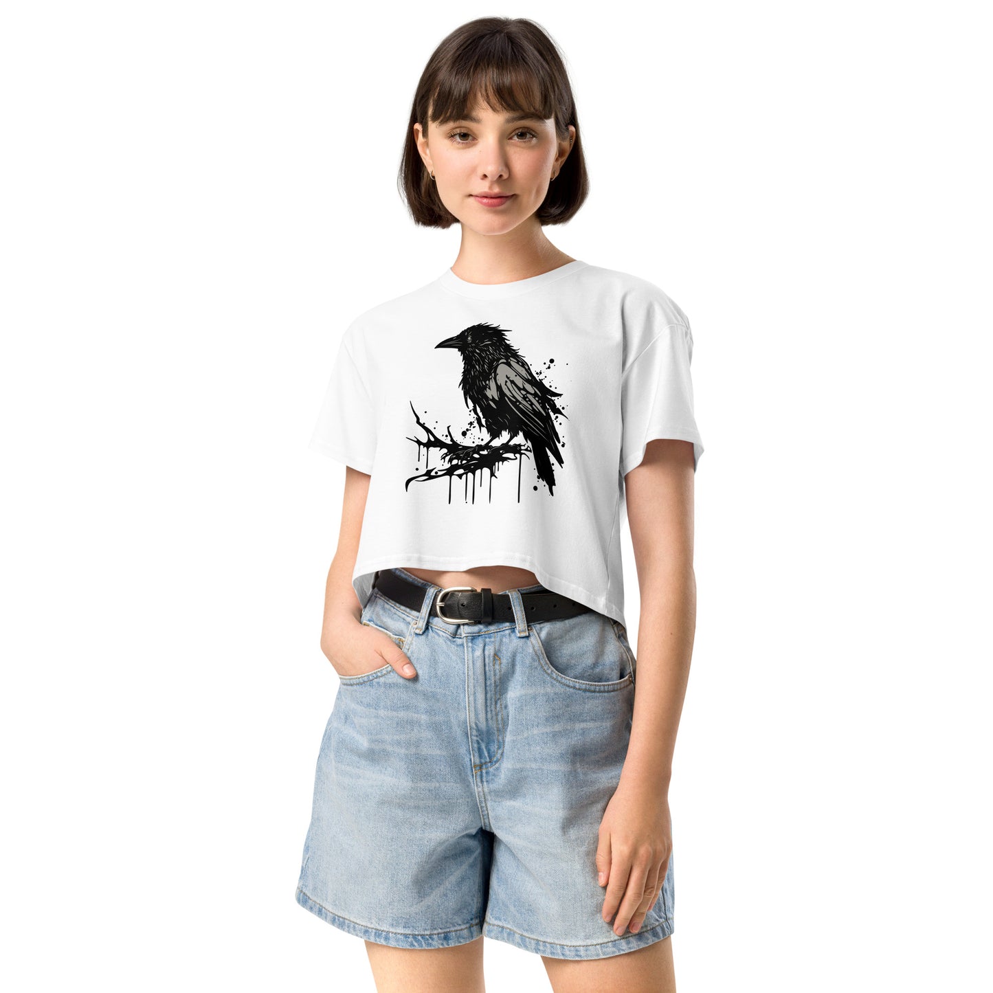 Raven Paint Splatter Women’s Crop Top