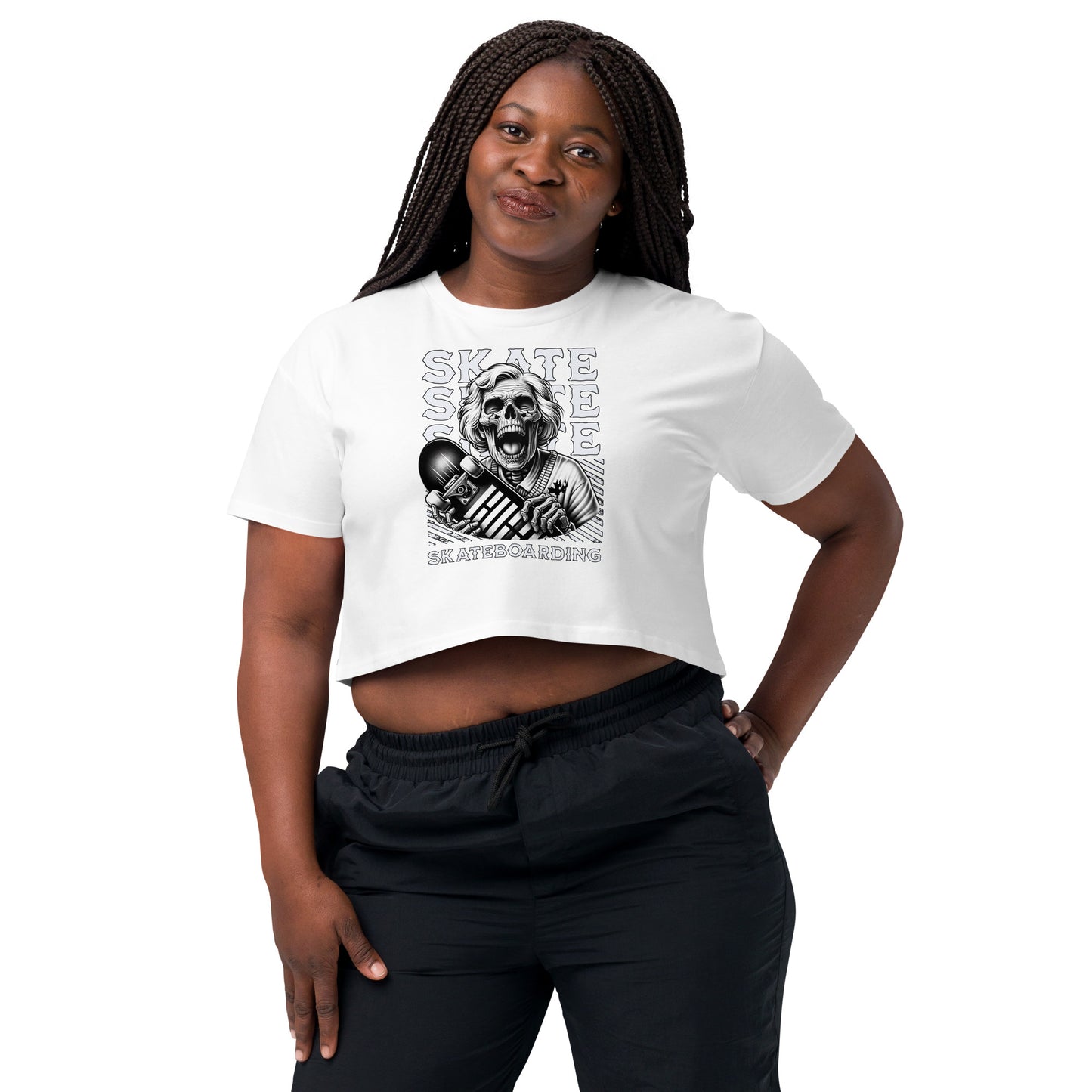 Screaming Skull Skateboarding Women’s Crop Top