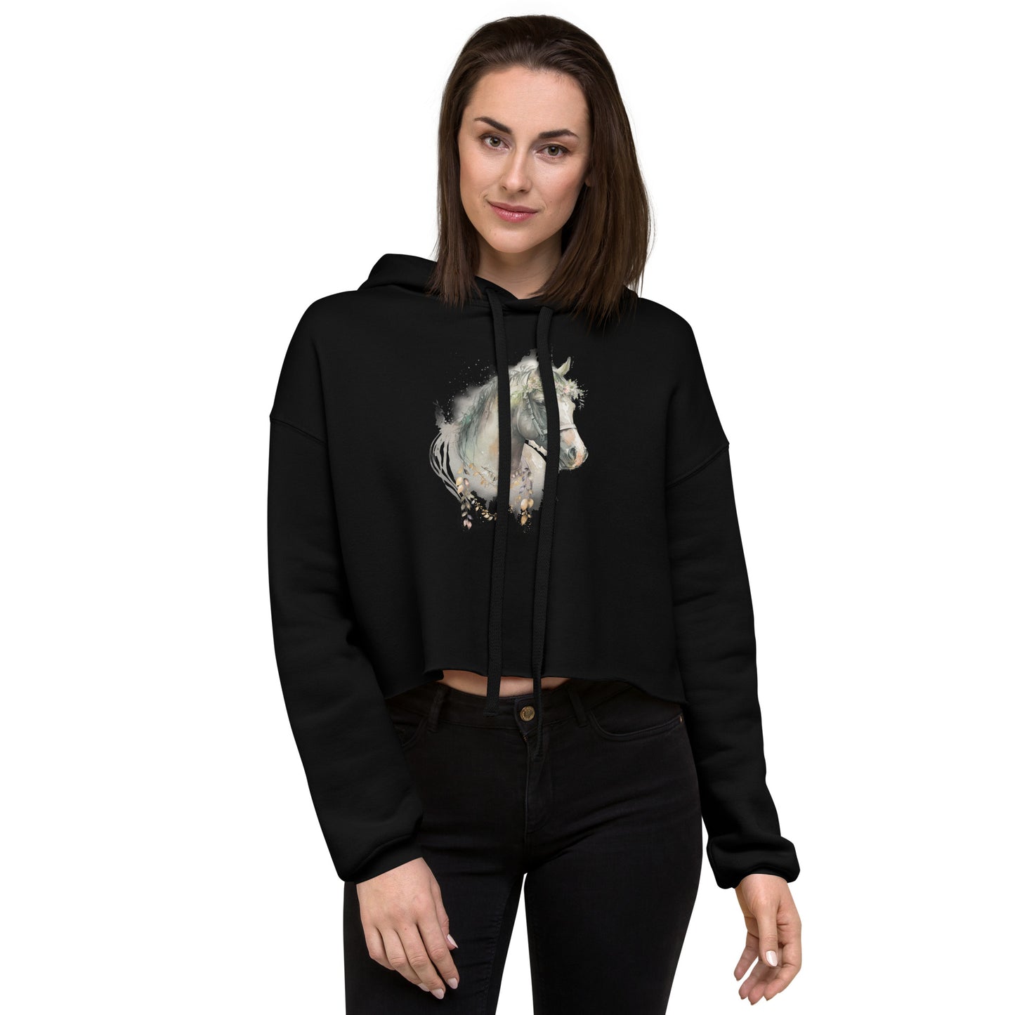 Whimsical Horse Women's Crop Hoodie