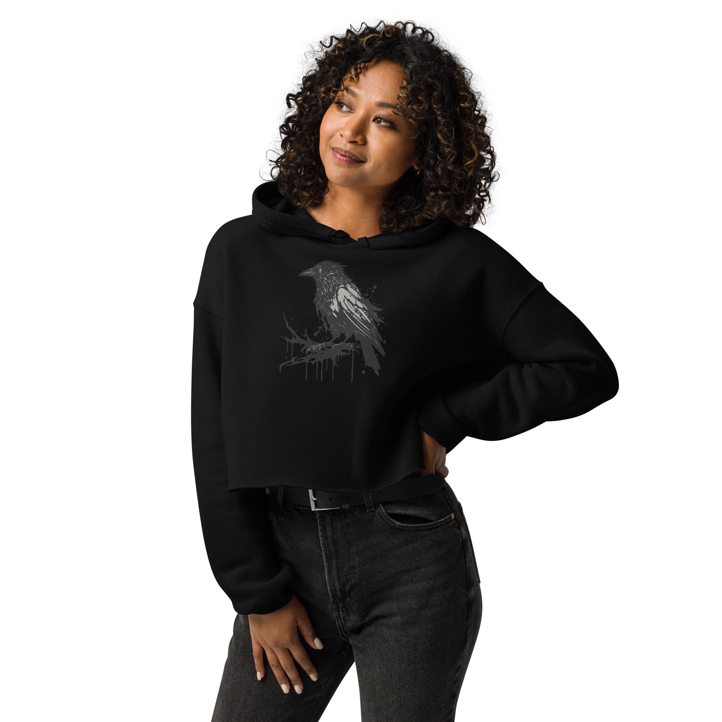 Raven Paint Splatter Women's Crop Hoodie