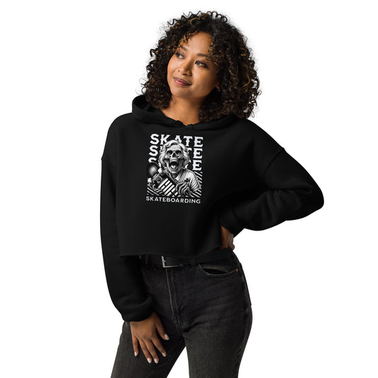 Screaming Skull Skateboarding Women's Crop Hoodie