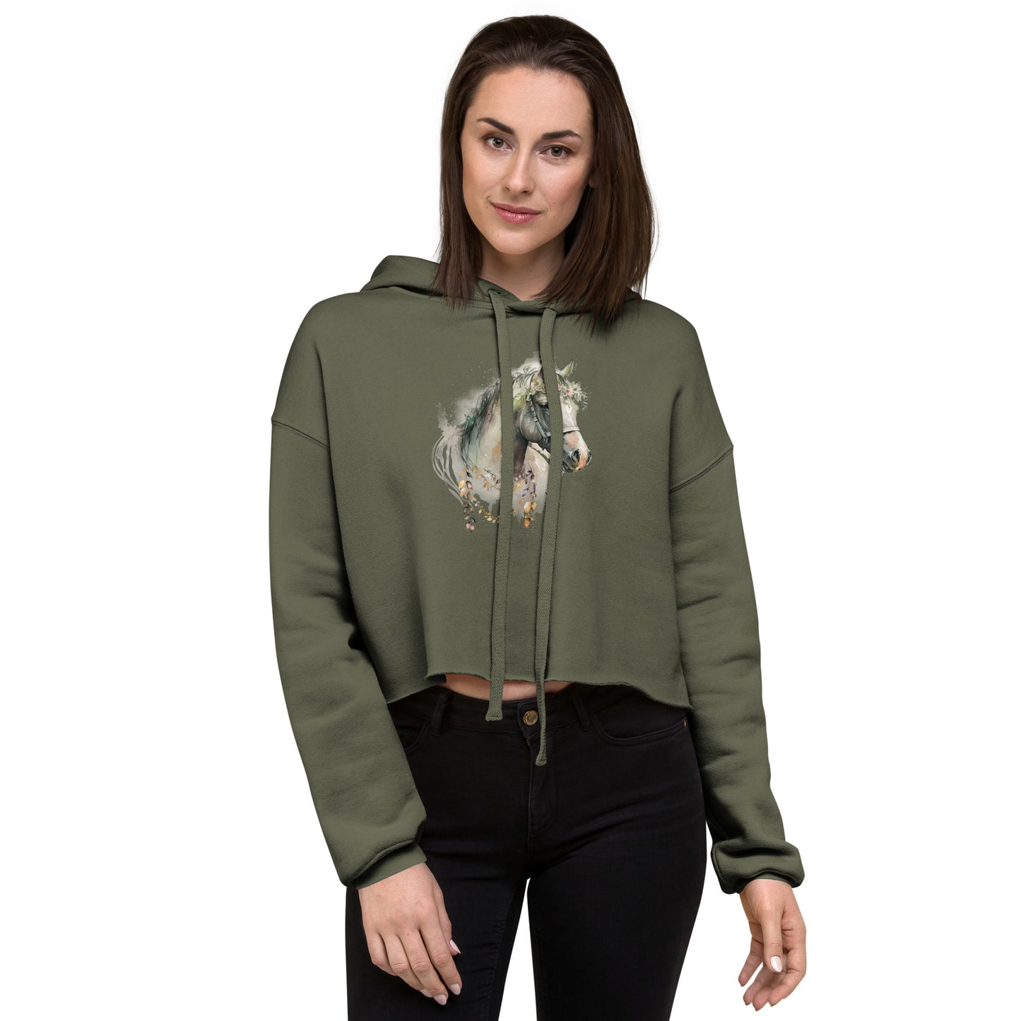 Whimsical Horse Women's Crop Hoodie