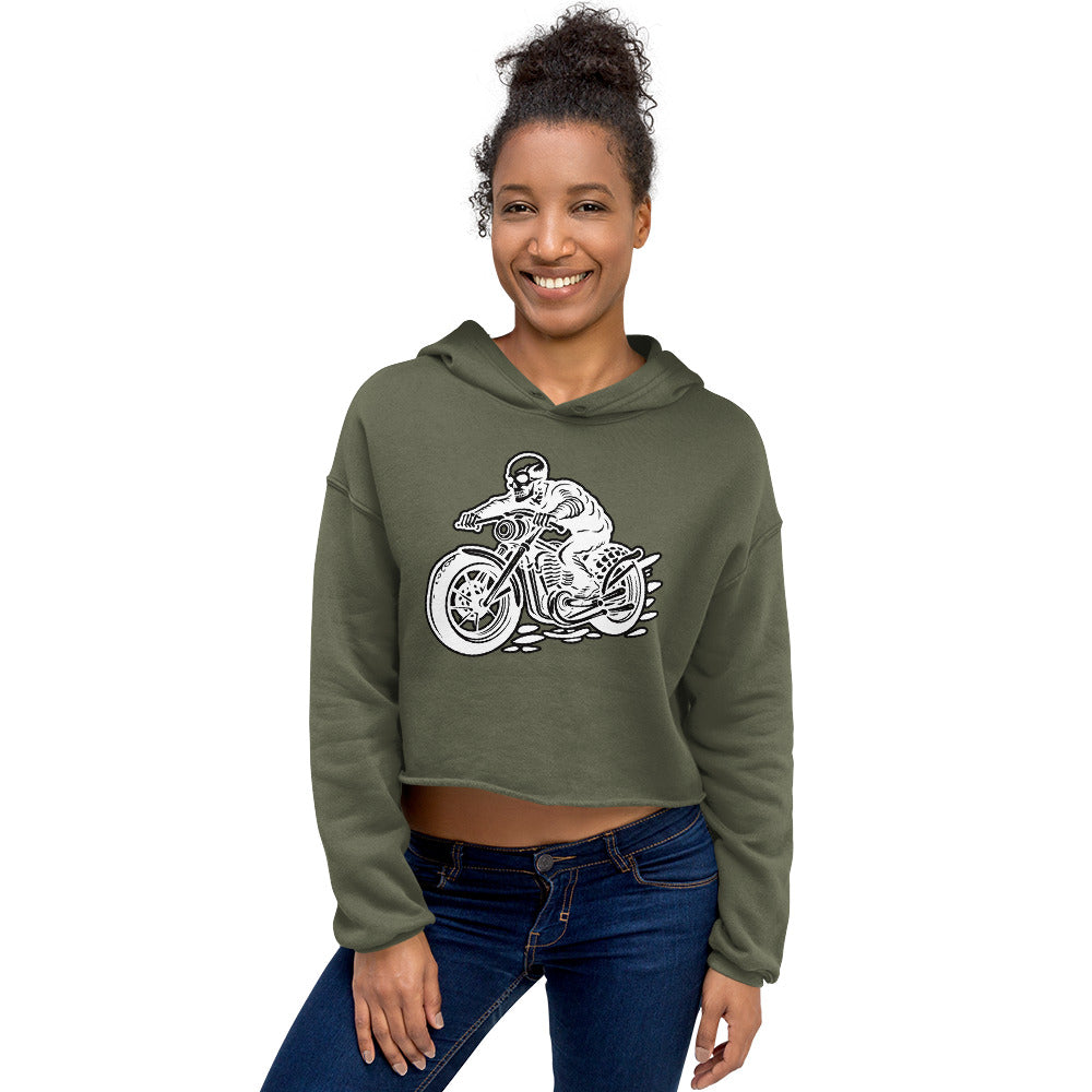 Skeleton Biker Women's Crop Hoodie