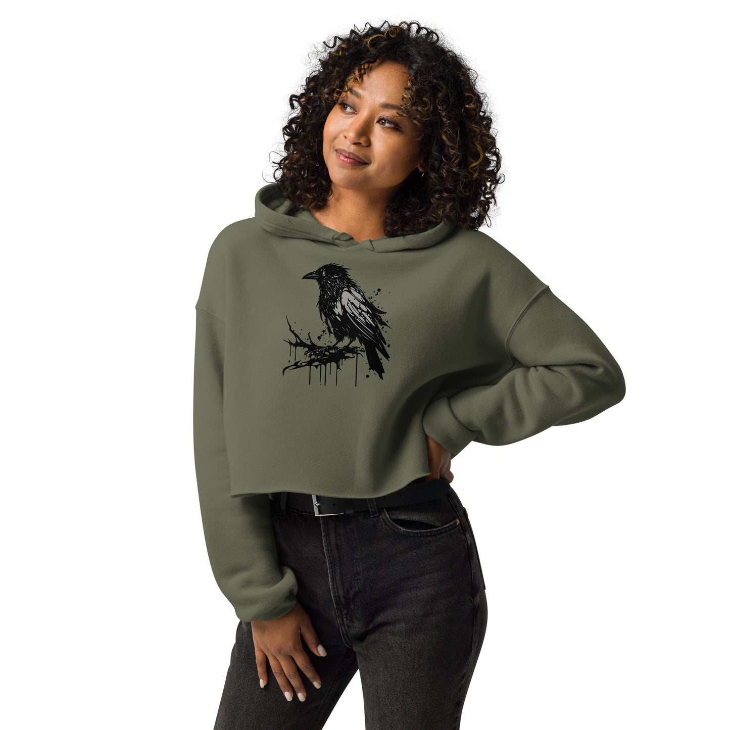 Raven Paint Splatter Women's Crop Hoodie