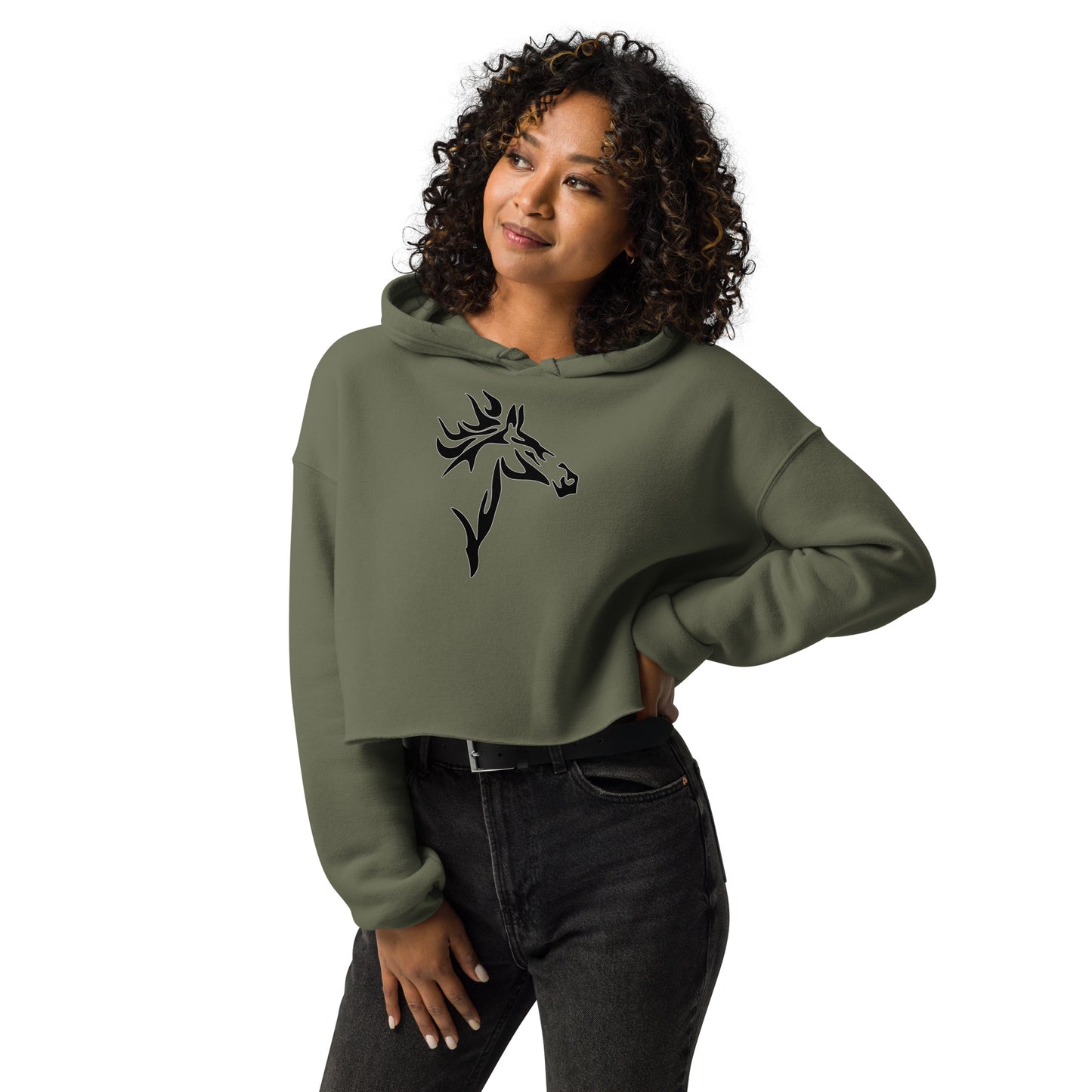 Horse with the Flaming Mane Women's Crop Hoodie