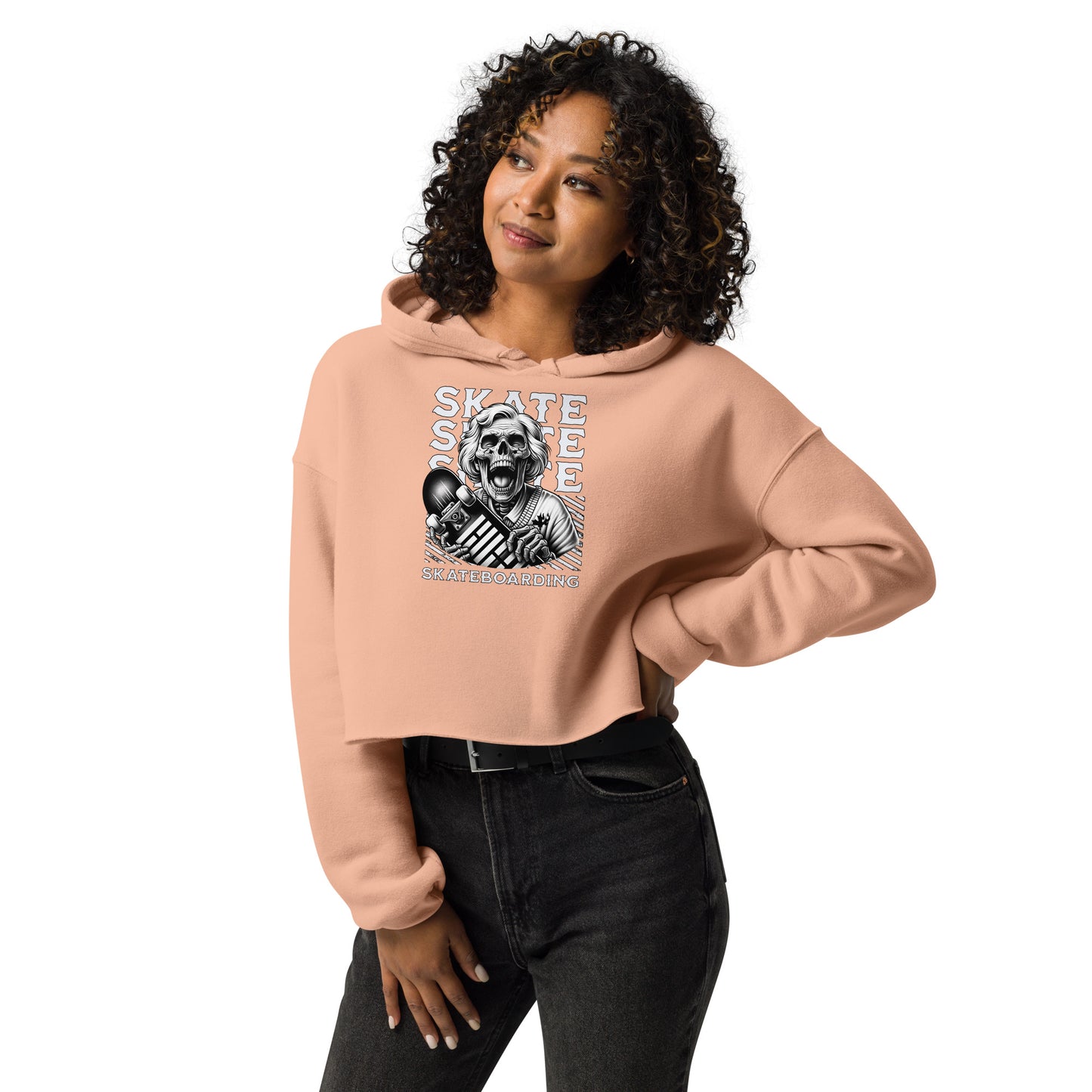 Screaming Skull Skateboarding Women's Crop Hoodie