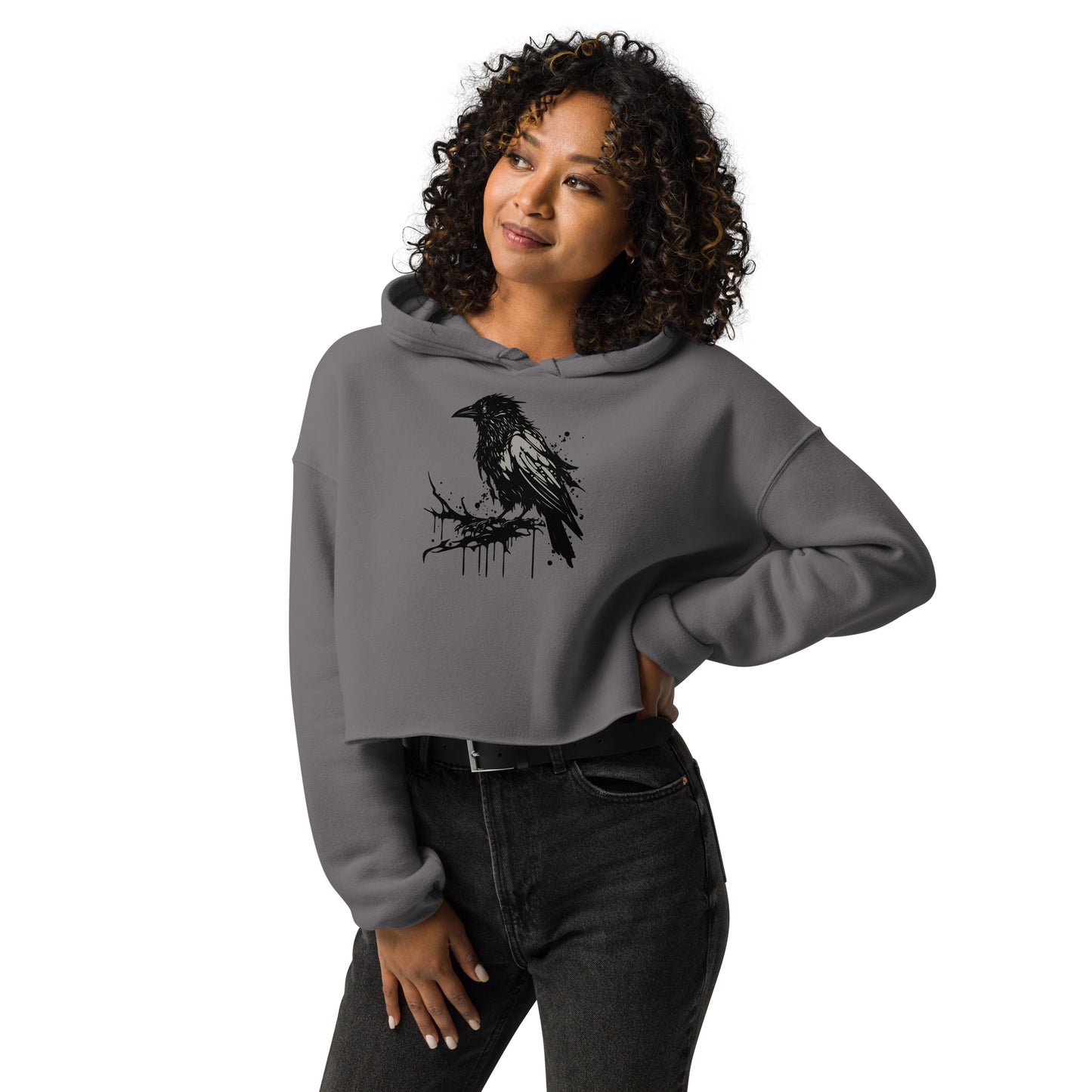 Raven Paint Splatter Women's Crop Hoodie