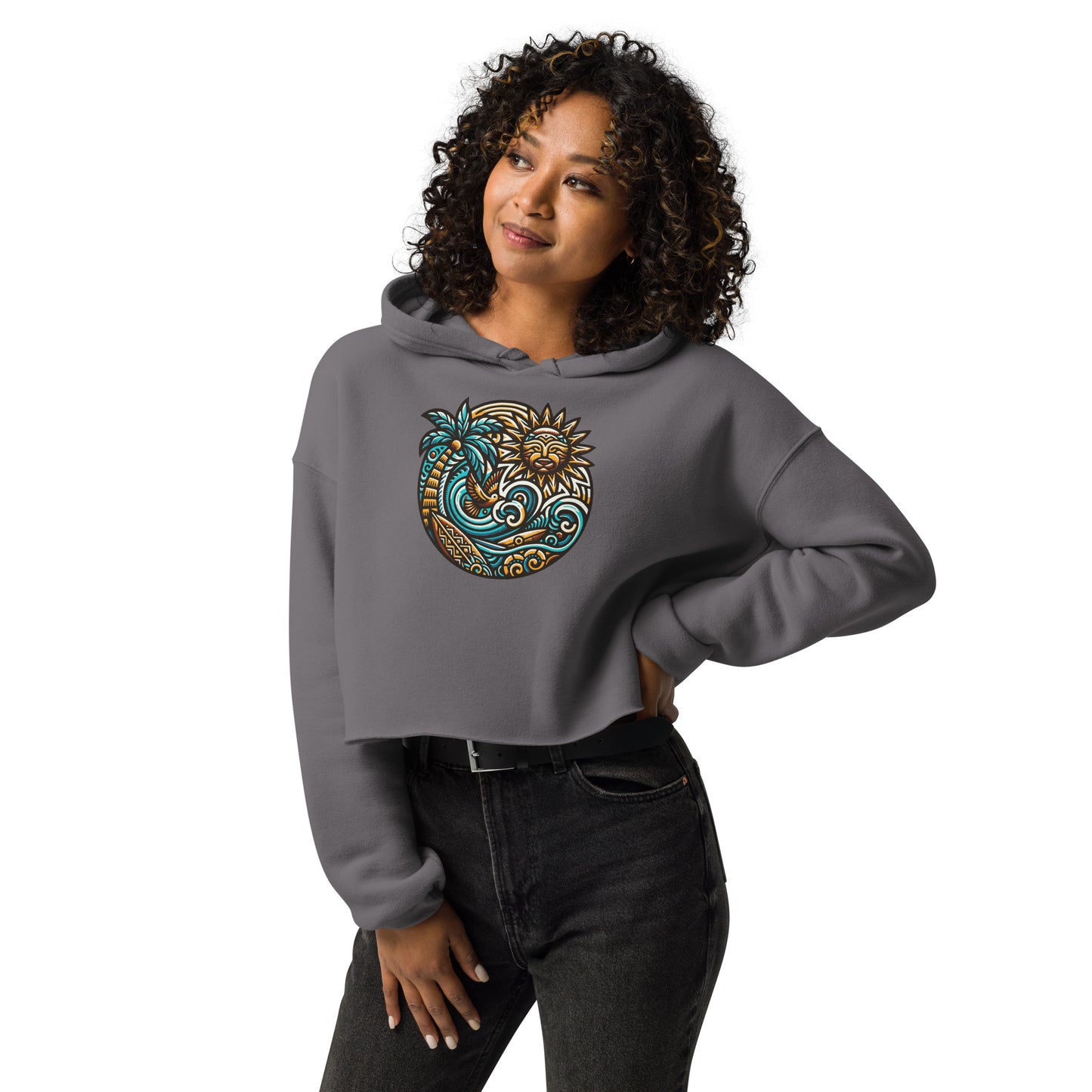 Tiki Beach Vibes Women's Crop Hoodie