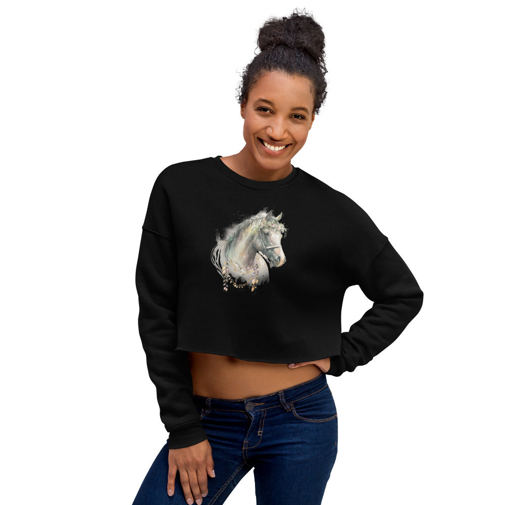 Whimsical Horse Women's Crop Sweatshirt