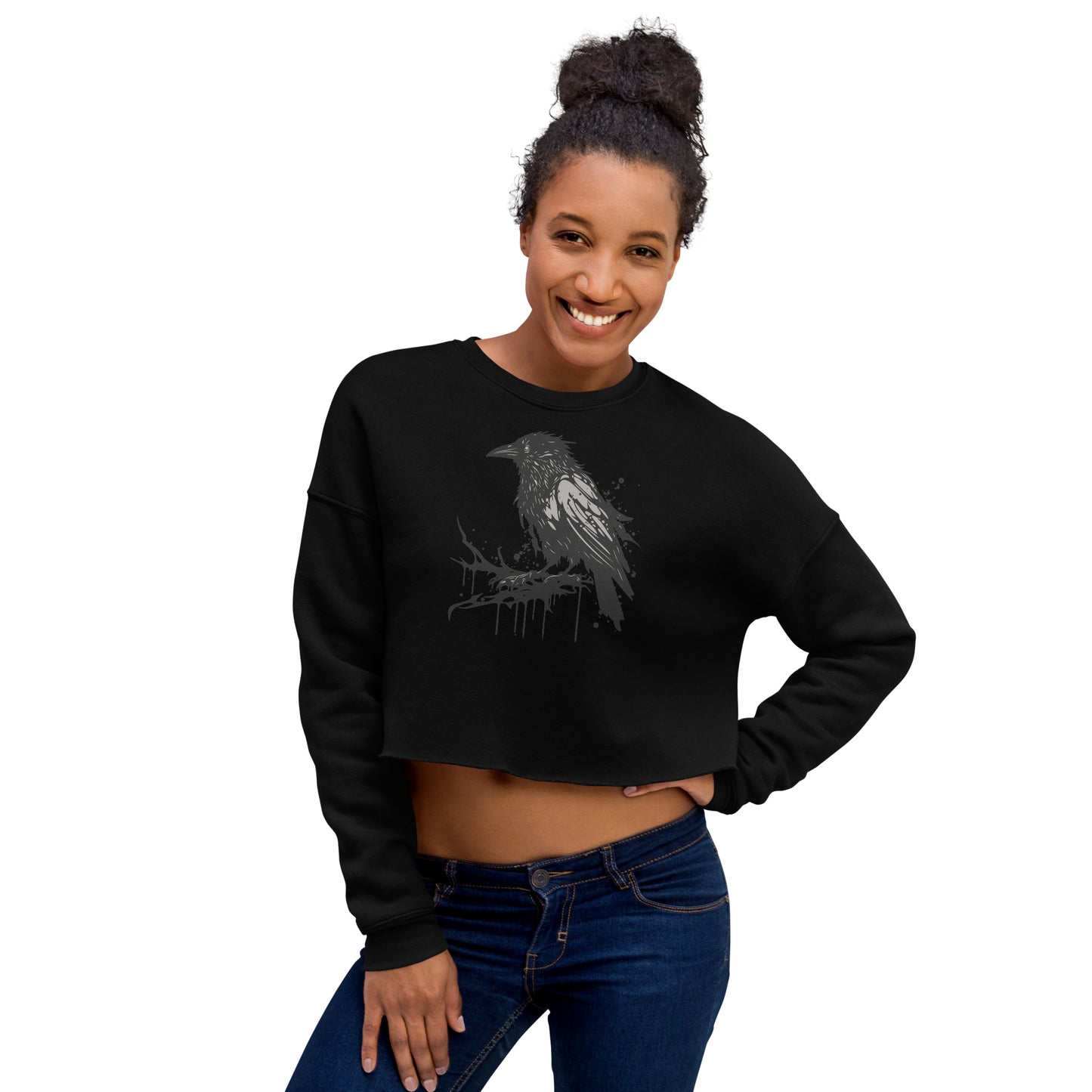 Raven Paint Splatter Women's Crop Sweatshirt