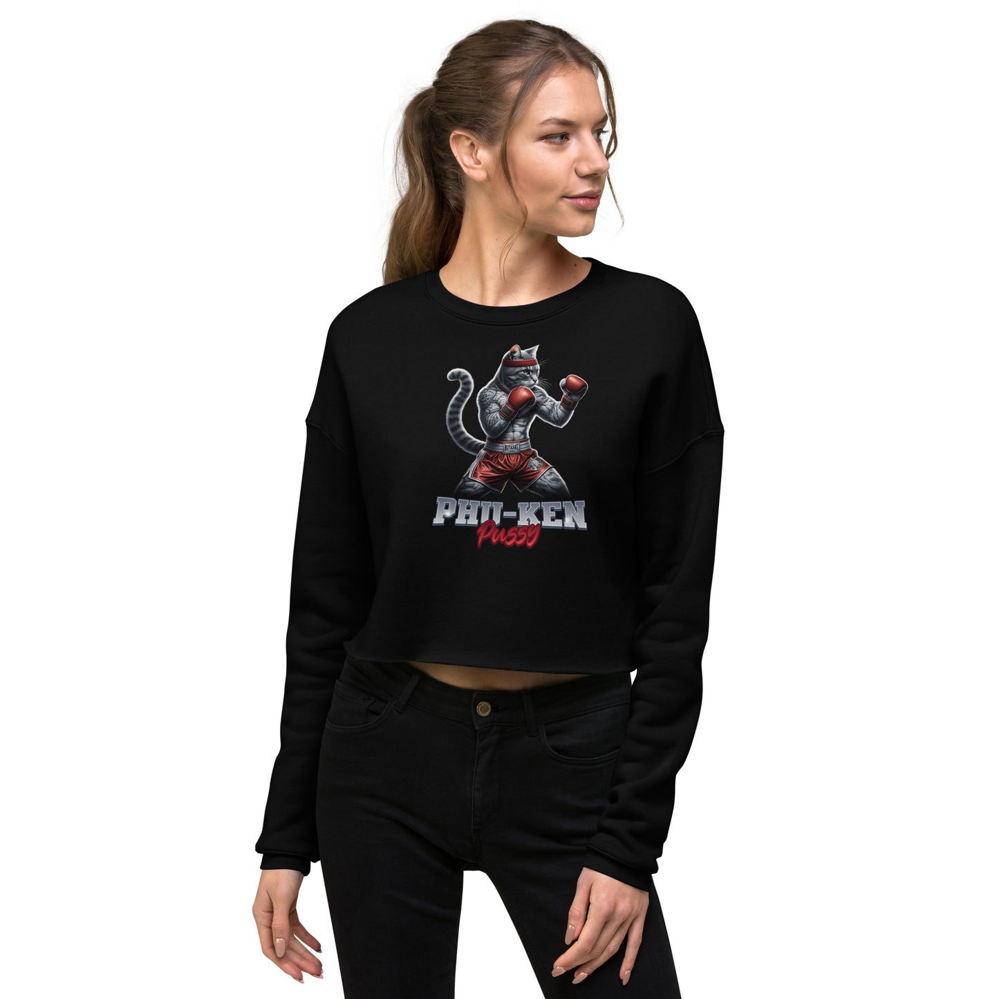 Phu-Ken Pussy Cat Women's Crop Sweatshirt