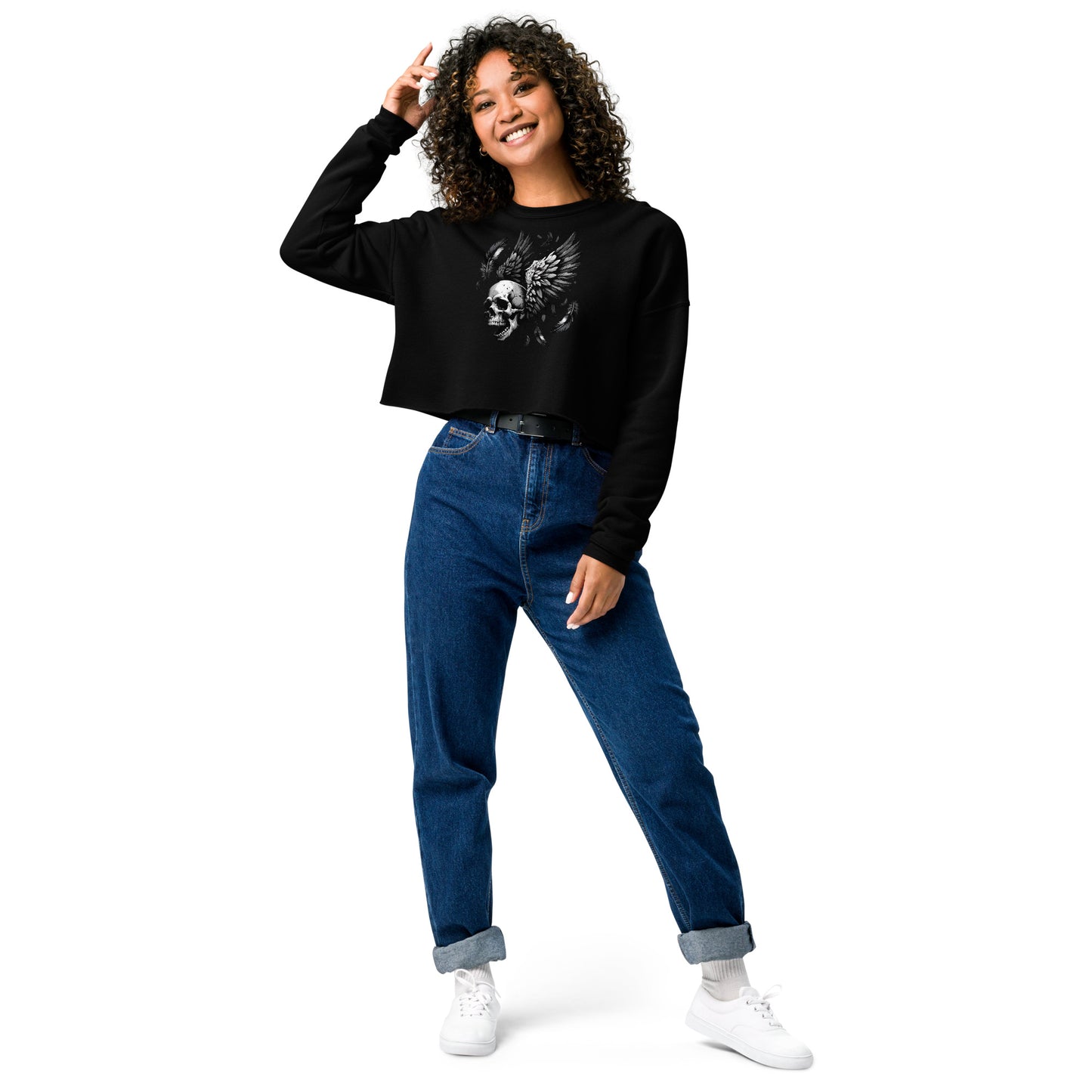 Flying Skull Women's Crop Sweatshirt