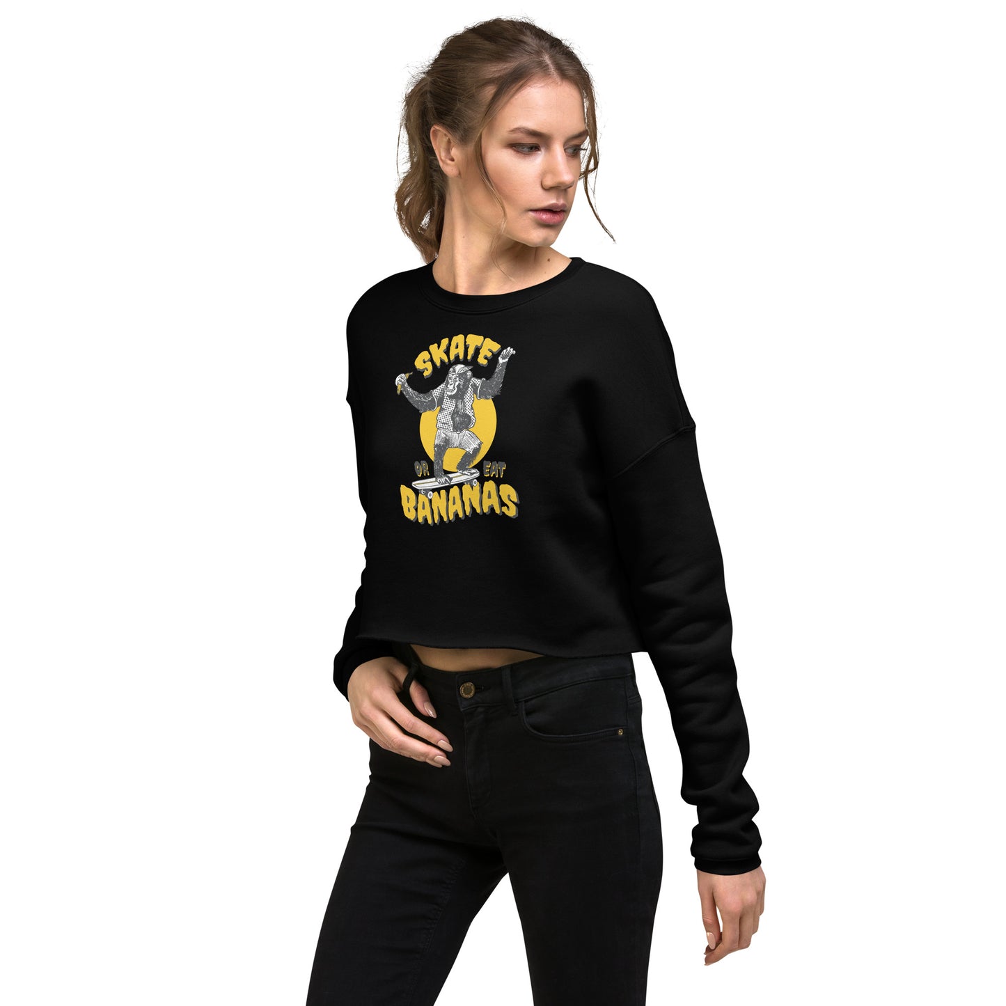 Skate Or Eat Bananas Women's Crop Sweatshirt