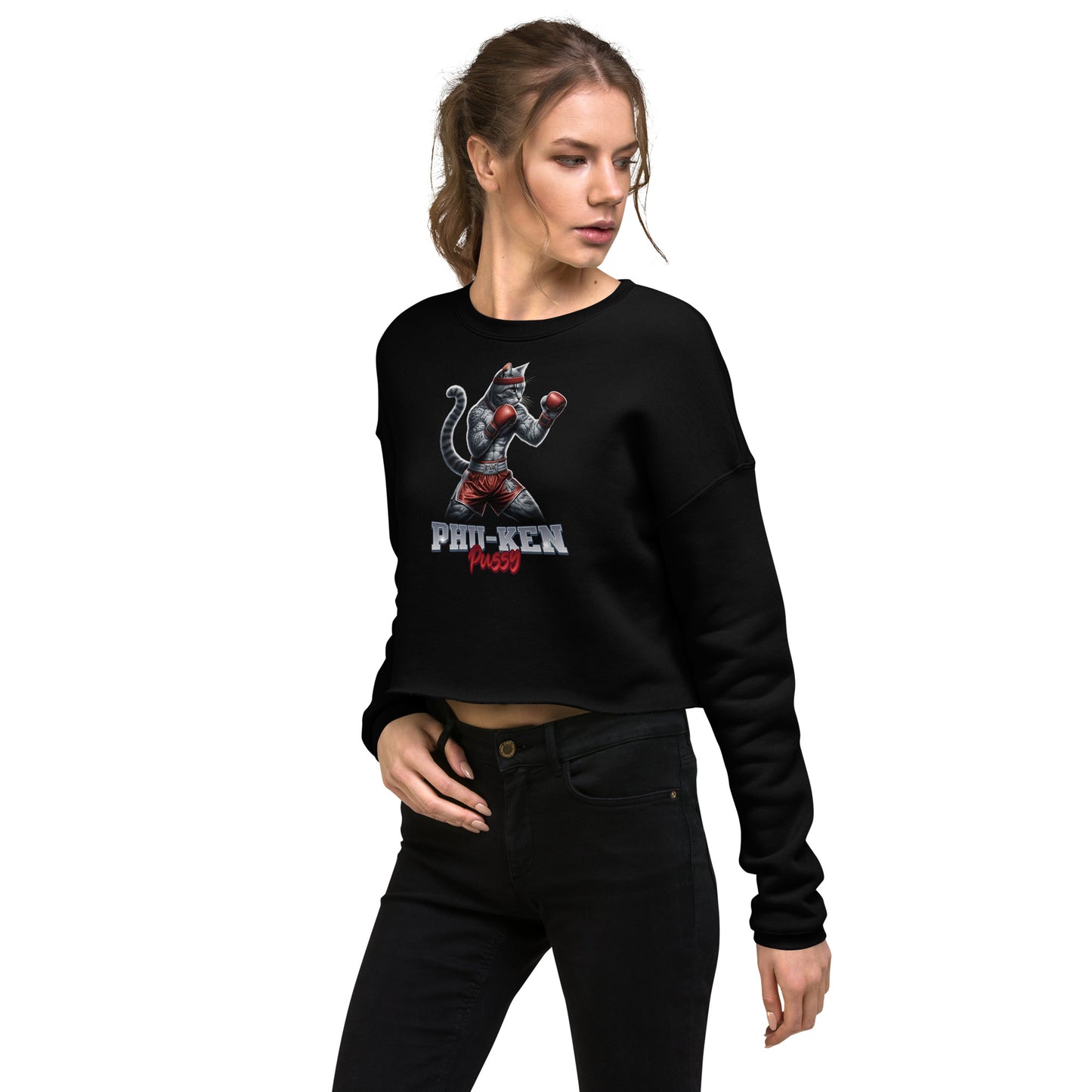 Phu-Ken Pussy Cat Women's Crop Sweatshirt