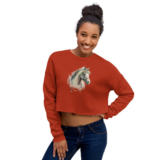 Whimsical Horse Women's Crop Sweatshirt