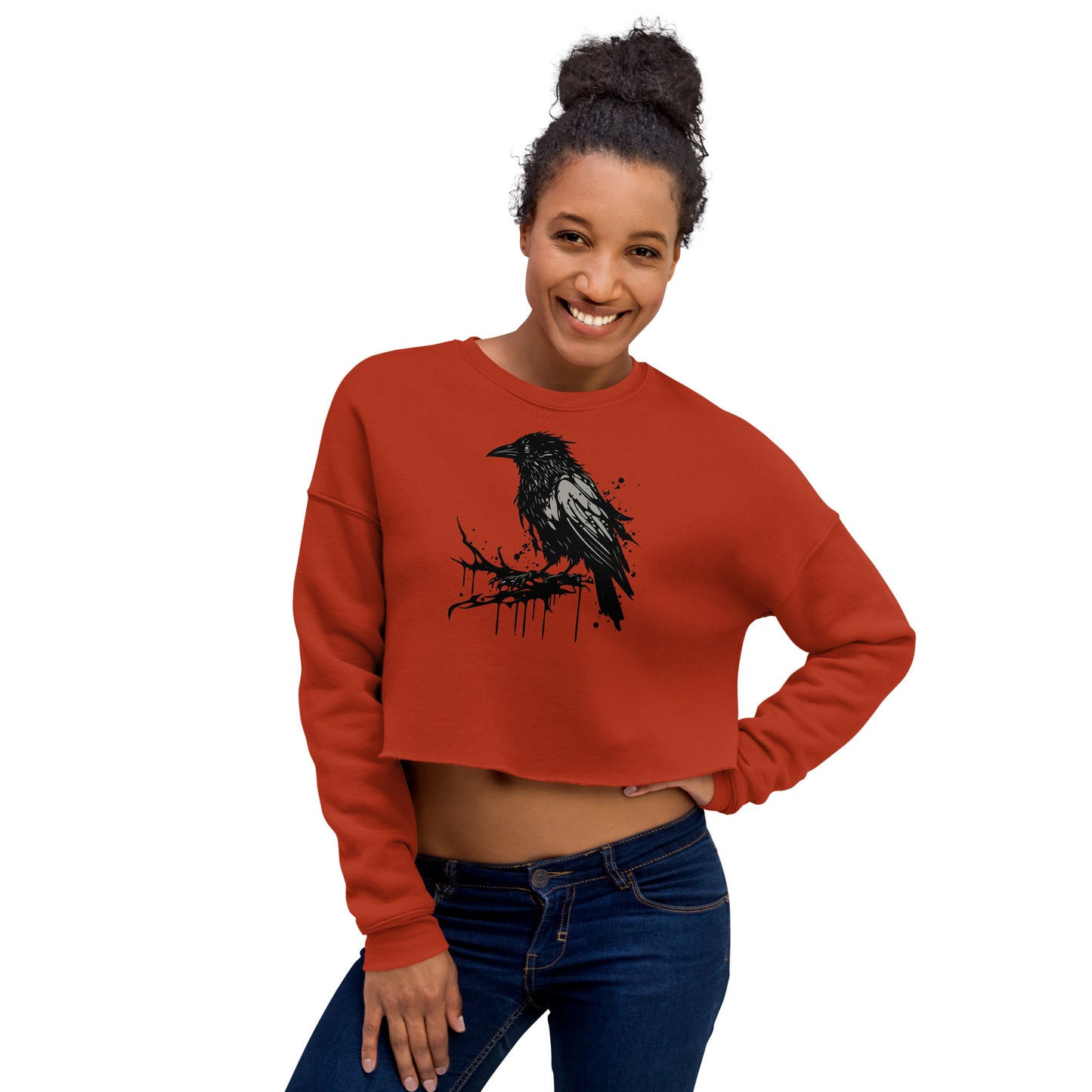 Raven Paint Splatter Women's Crop Sweatshirt