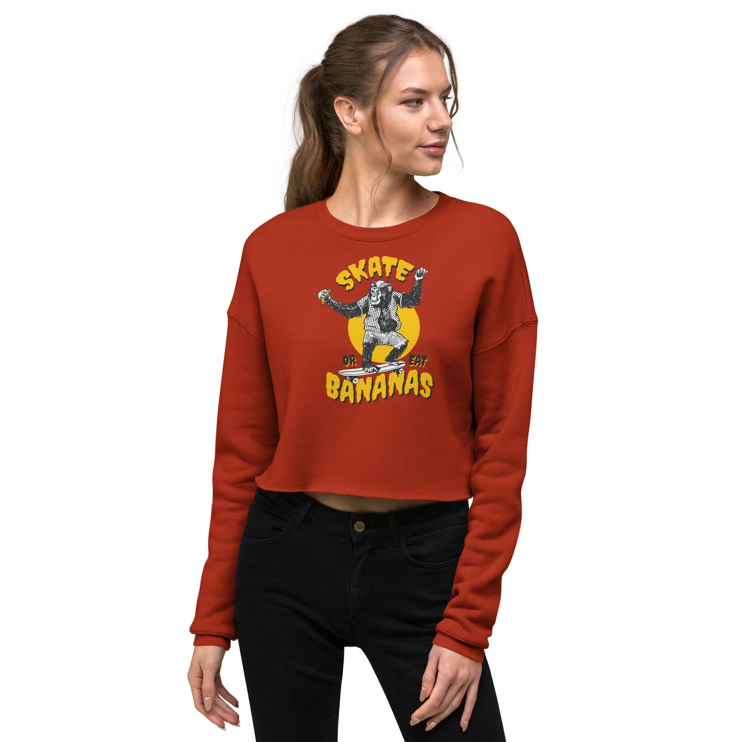 Skate Or Eat Bananas Women's Crop Sweatshirt