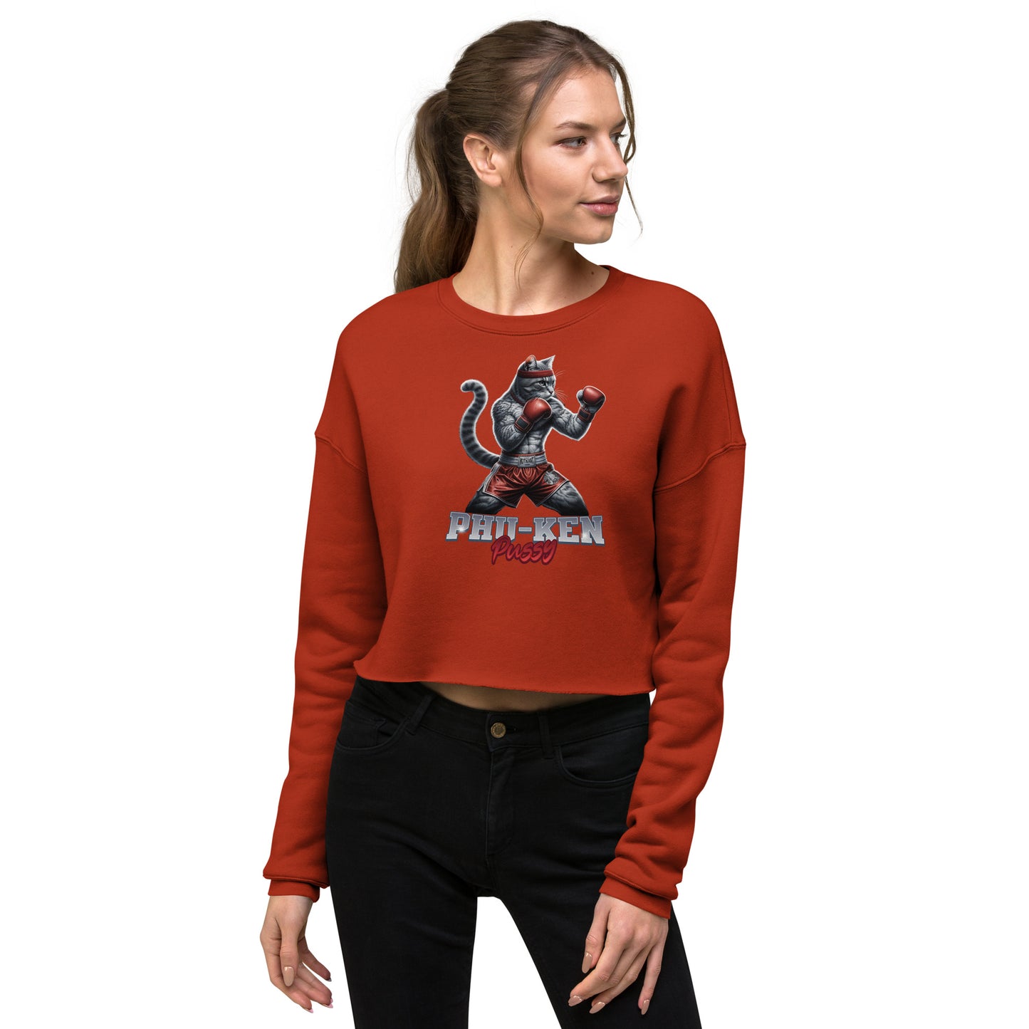 Phu-Ken Pussy Cat Women's Crop Sweatshirt