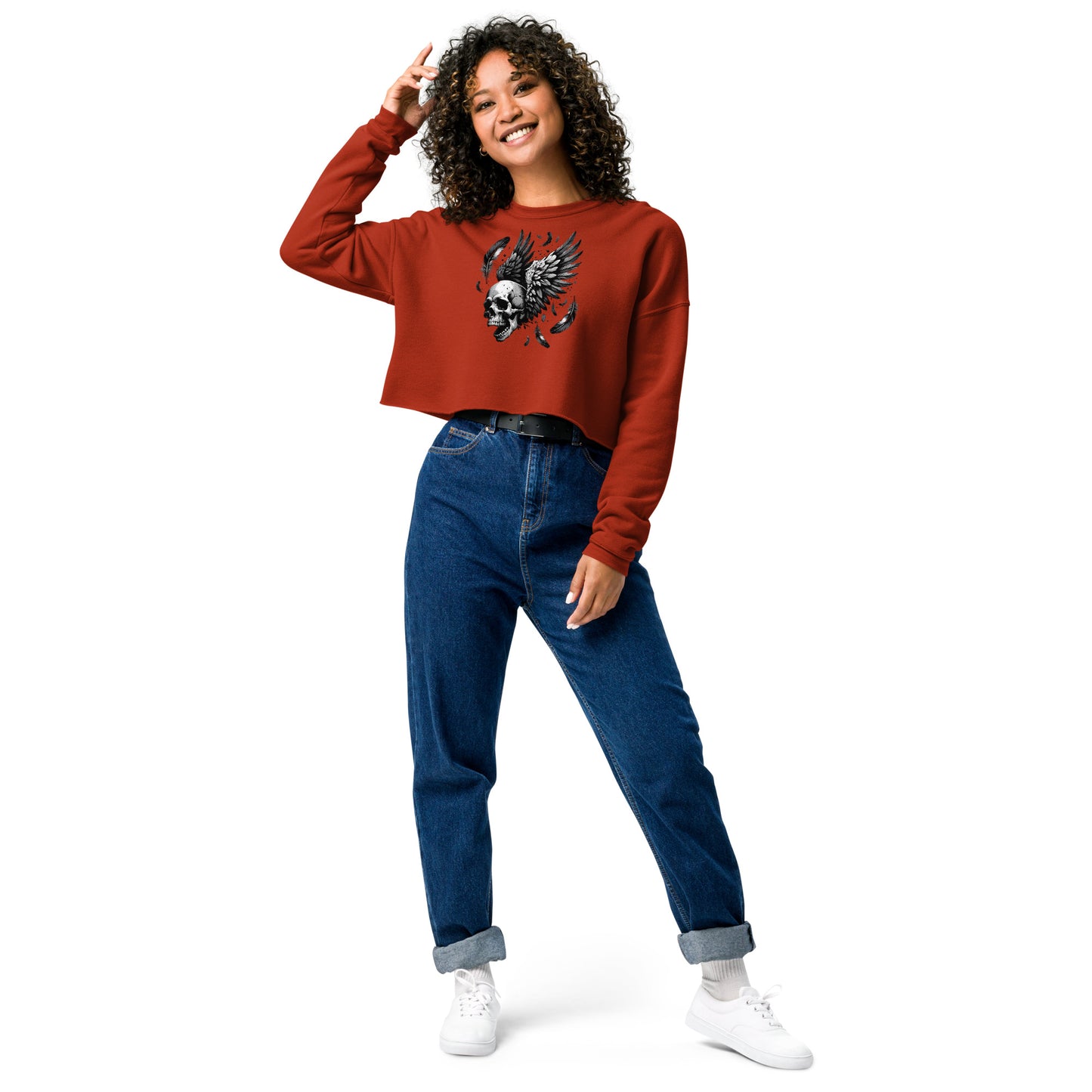 Flying Skull Women's Crop Sweatshirt