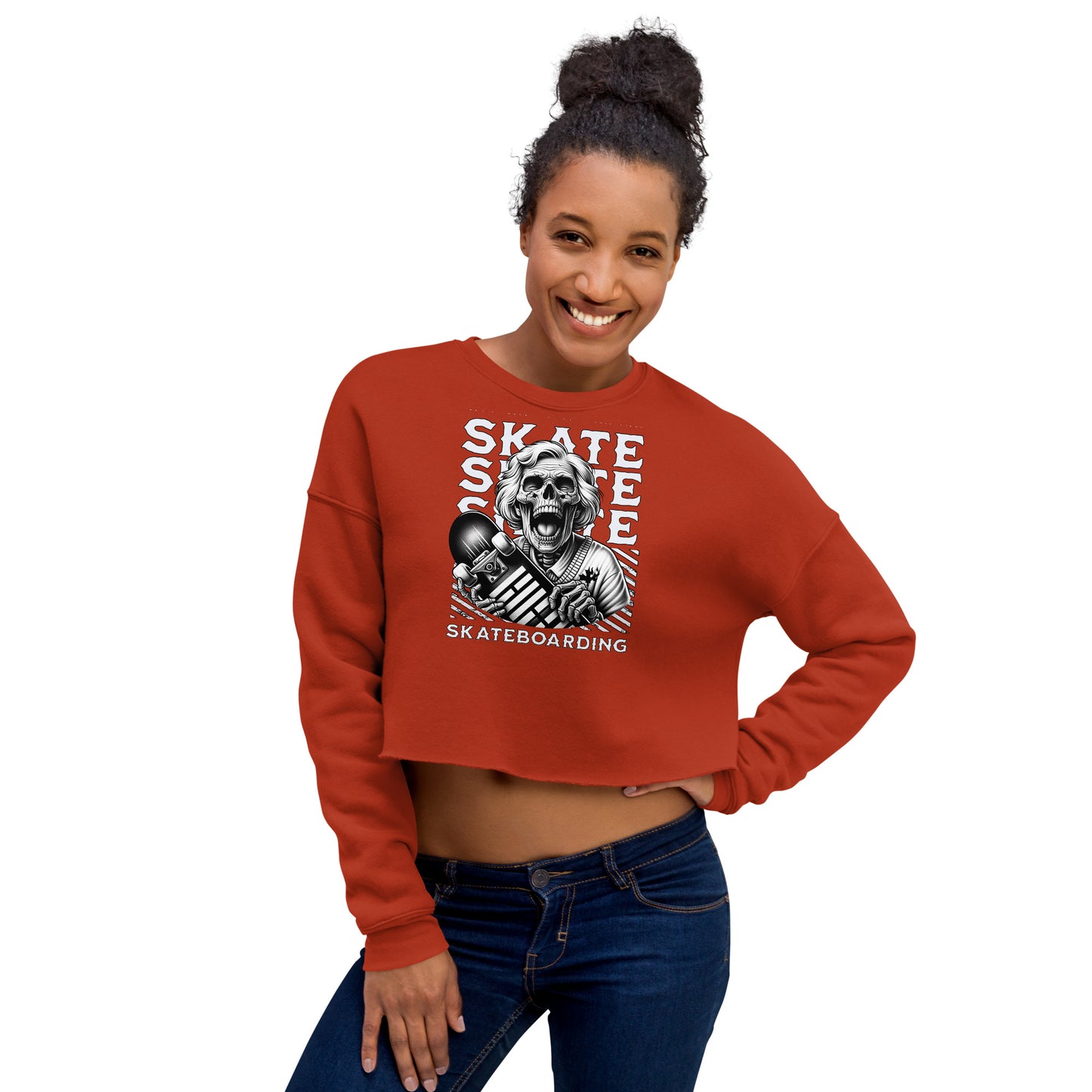 Screaming Skull Skateboarding Women's Crop Sweatshirt