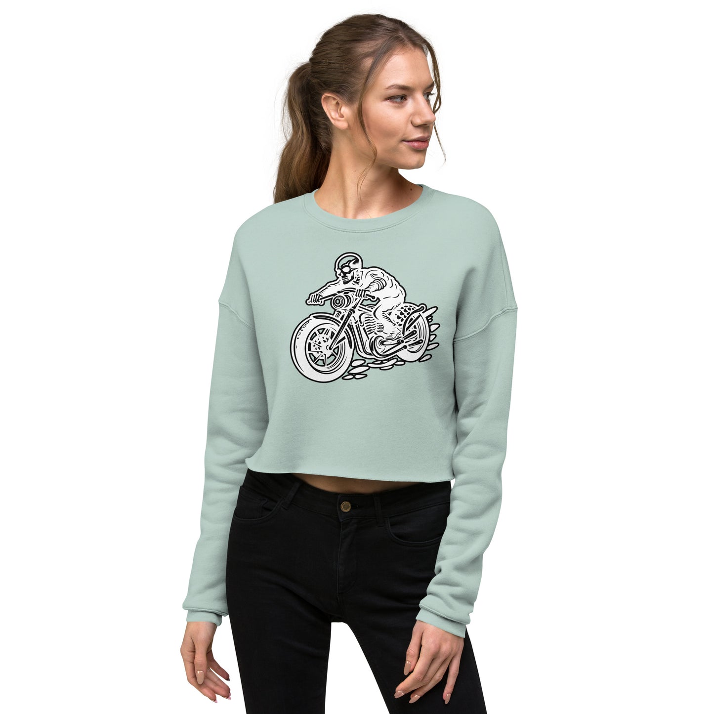 Skeleton Biker Women's Crop Sweatshirt