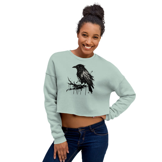 Raven Paint Splatter Women's Crop Sweatshirt