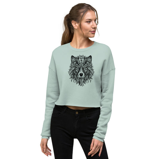 Wolf Mandala Women's Crop Sweatshirt