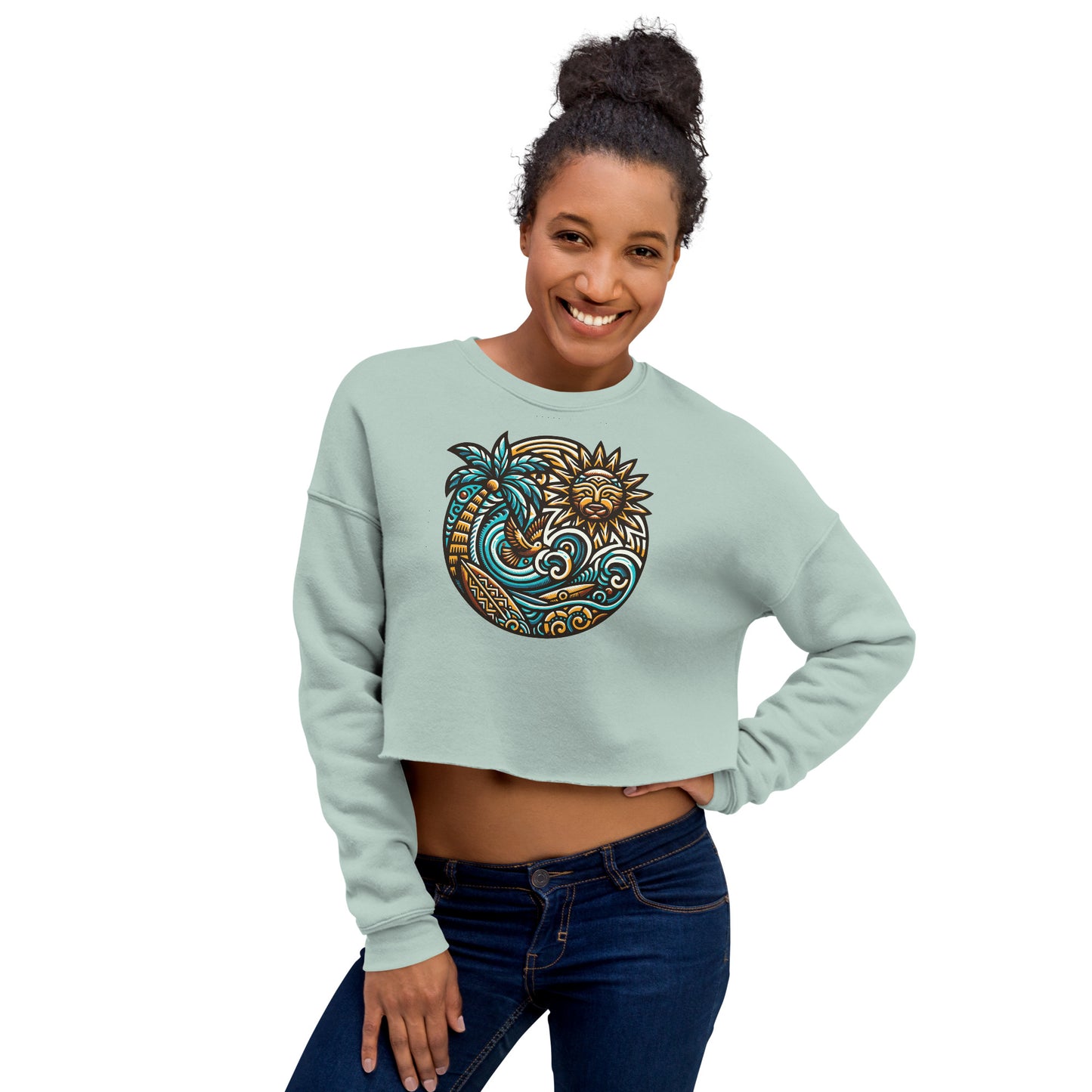 Tiki Beach Vibes Women's Crop Sweatshirt