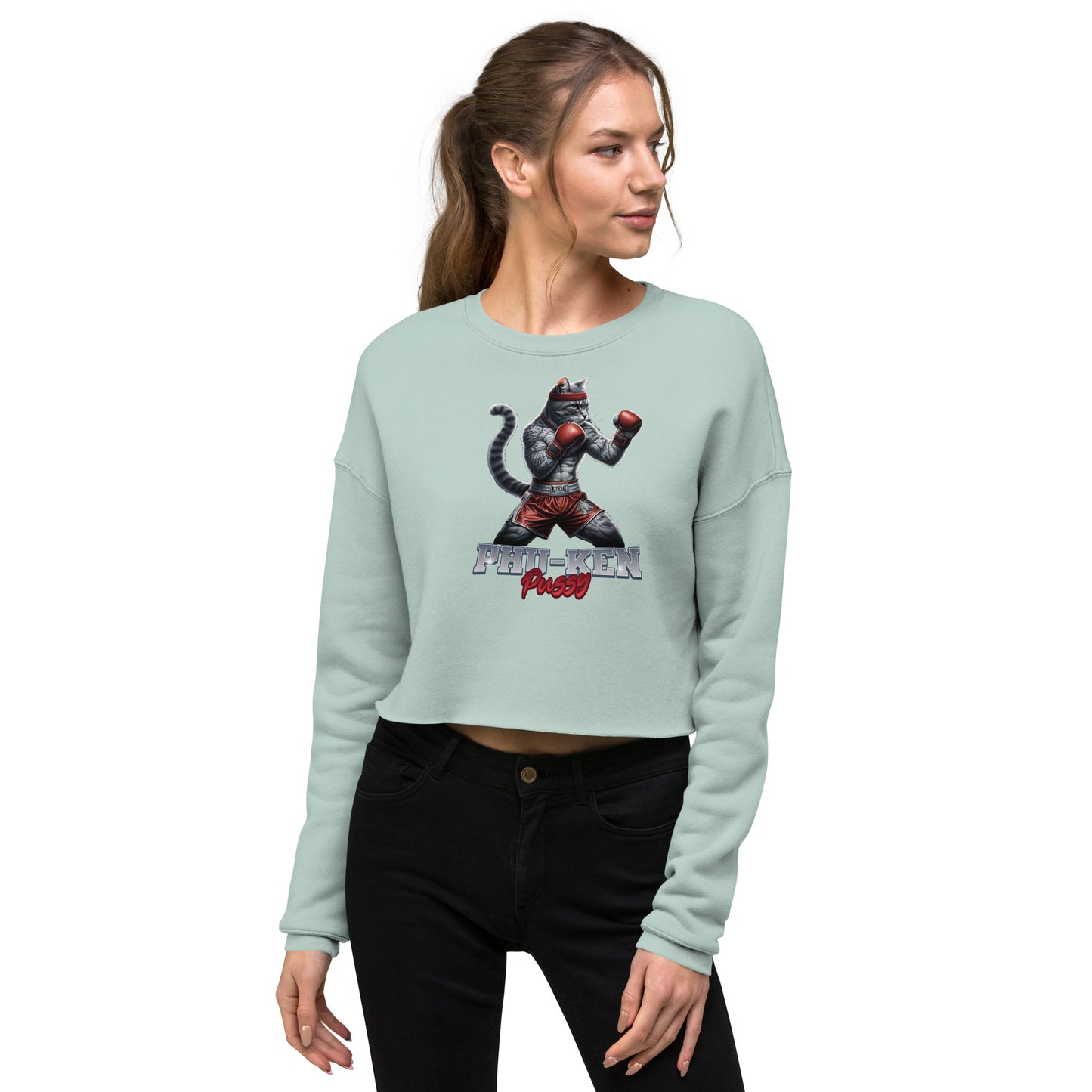 Phu-Ken Pussy Cat Women's Crop Sweatshirt